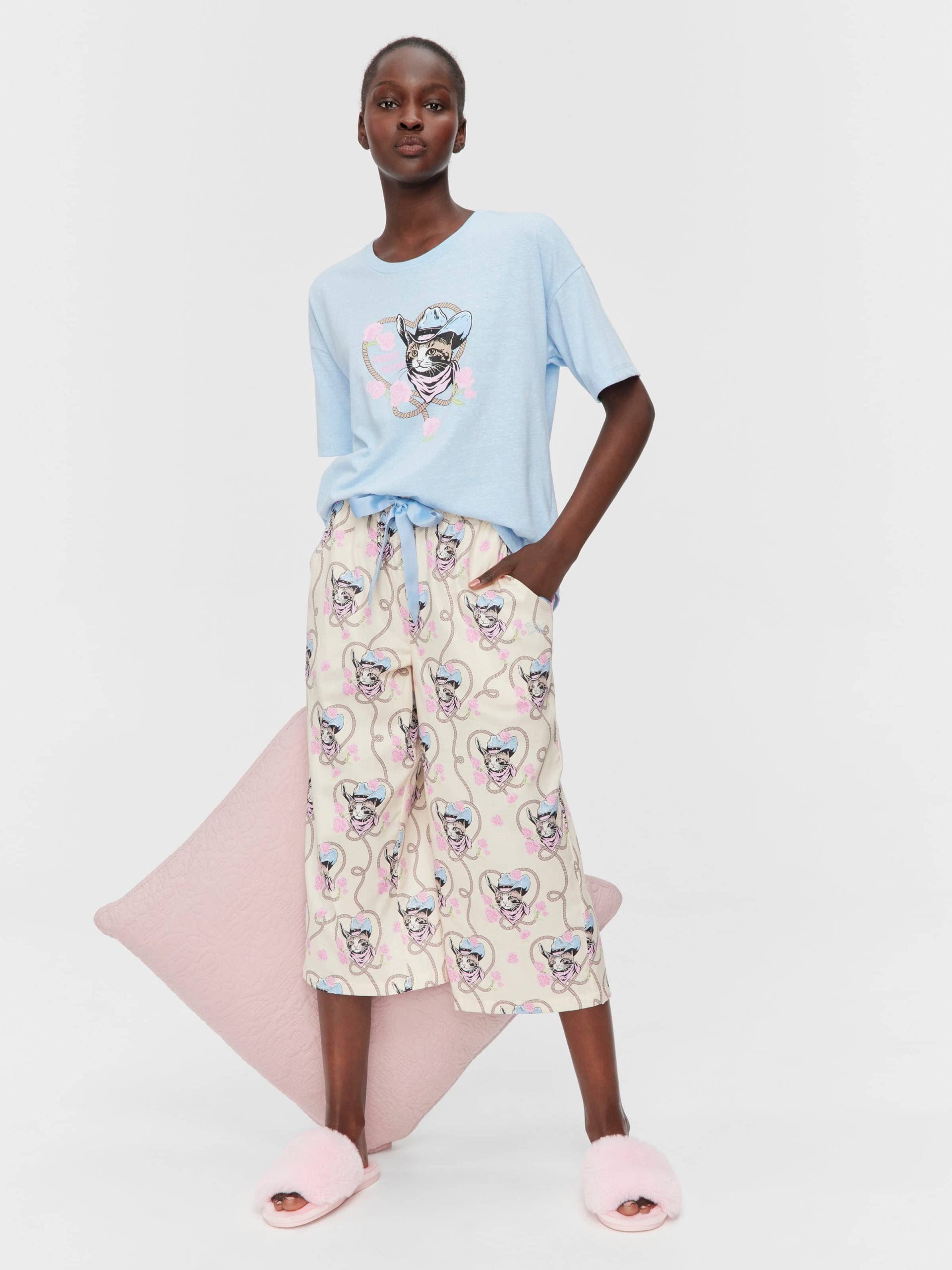 Cowboy Kitty 100% Cotton 3/4 Pj Pant Multi image 0