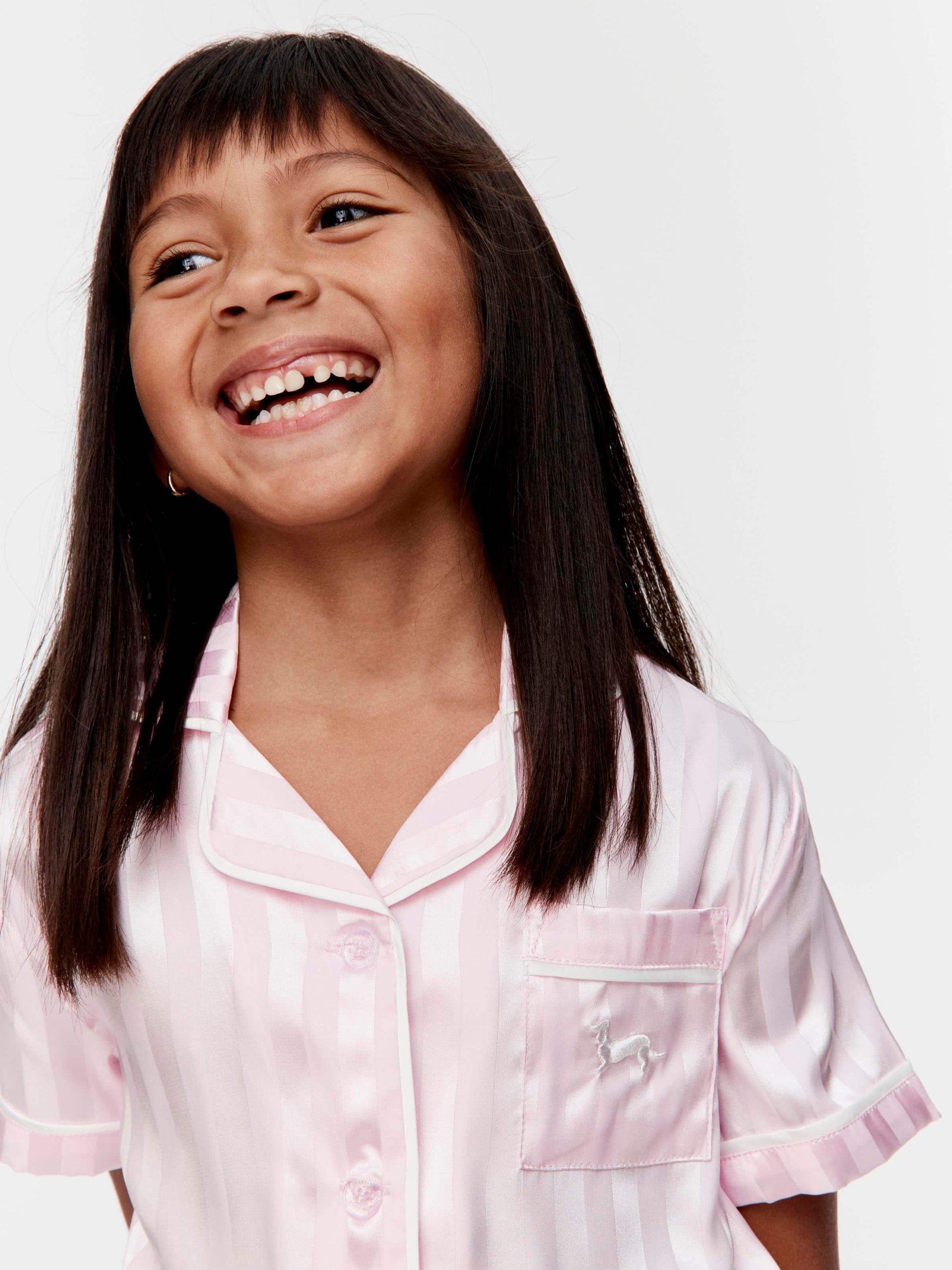 Jnr Girls Pink Stripe Satin Pj Set pink image 0