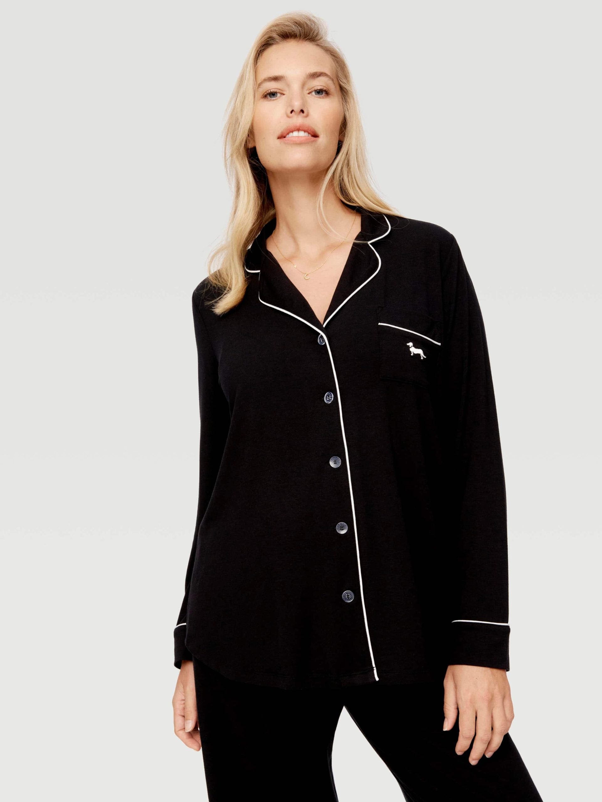 Maternity Black Long Sleeve Pj Set black image 1