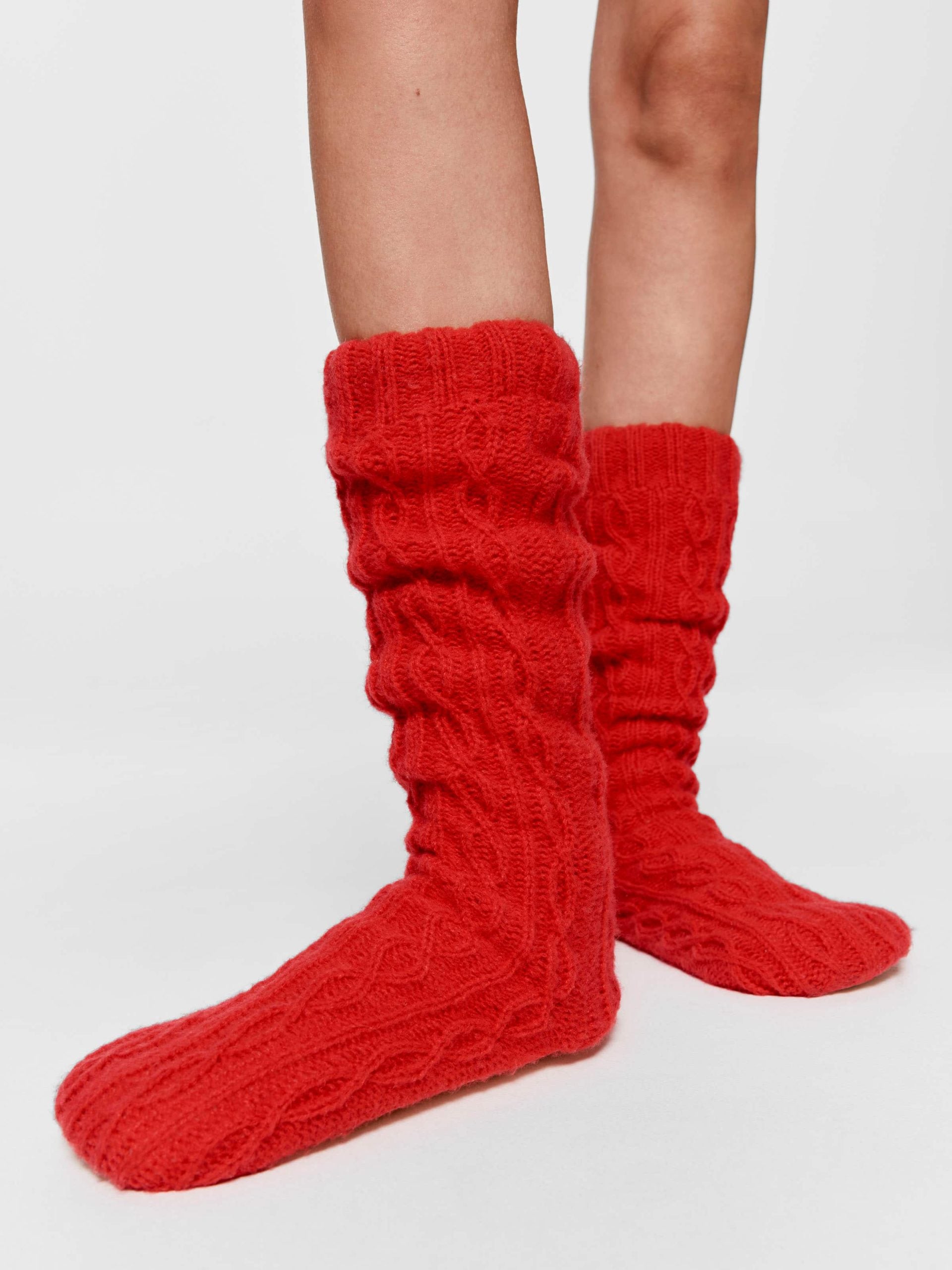 Chunky Knit Sock red image 1
