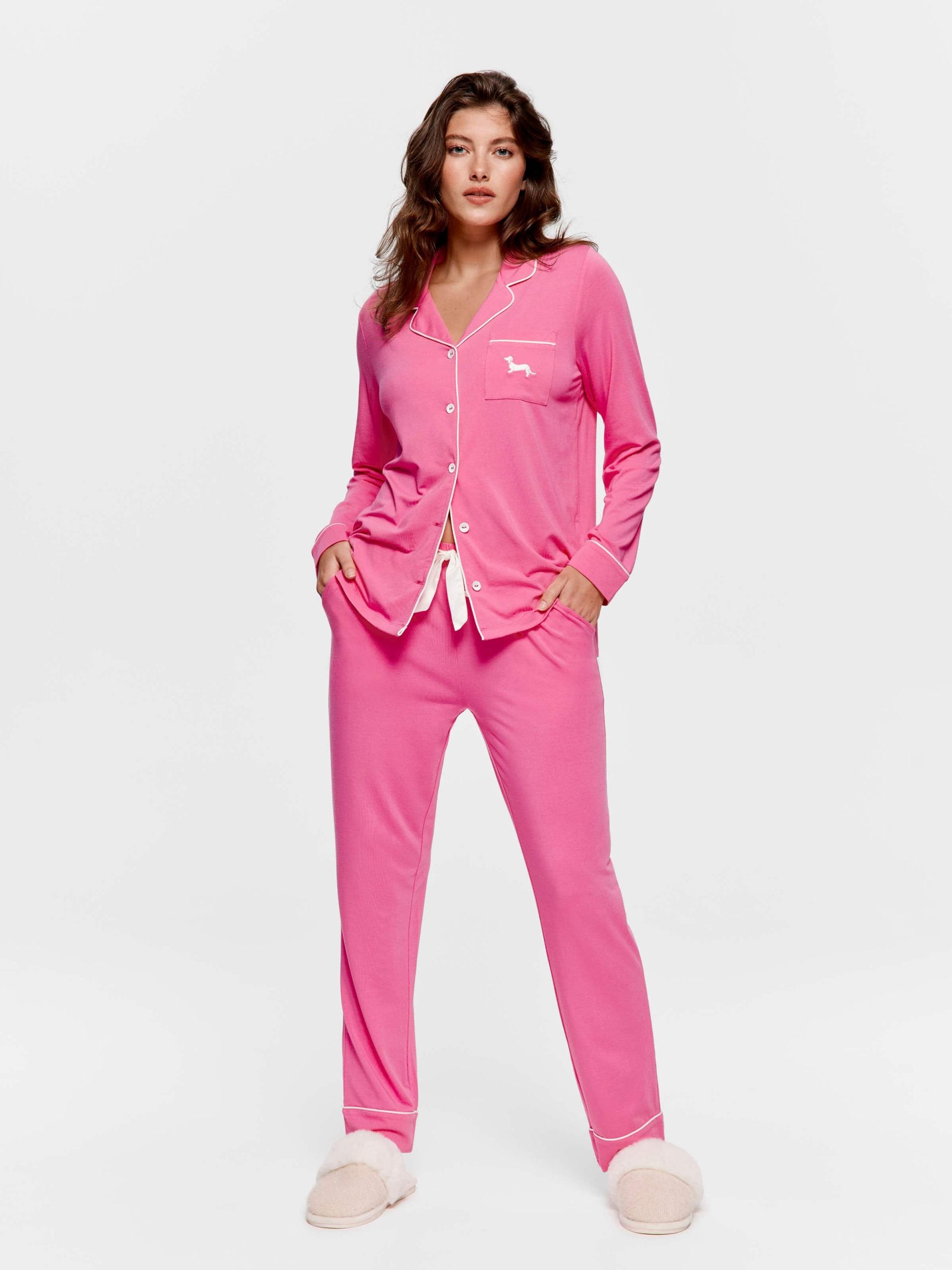 Hot Pink Bamboo Jersey Long Pj Set pink image 2