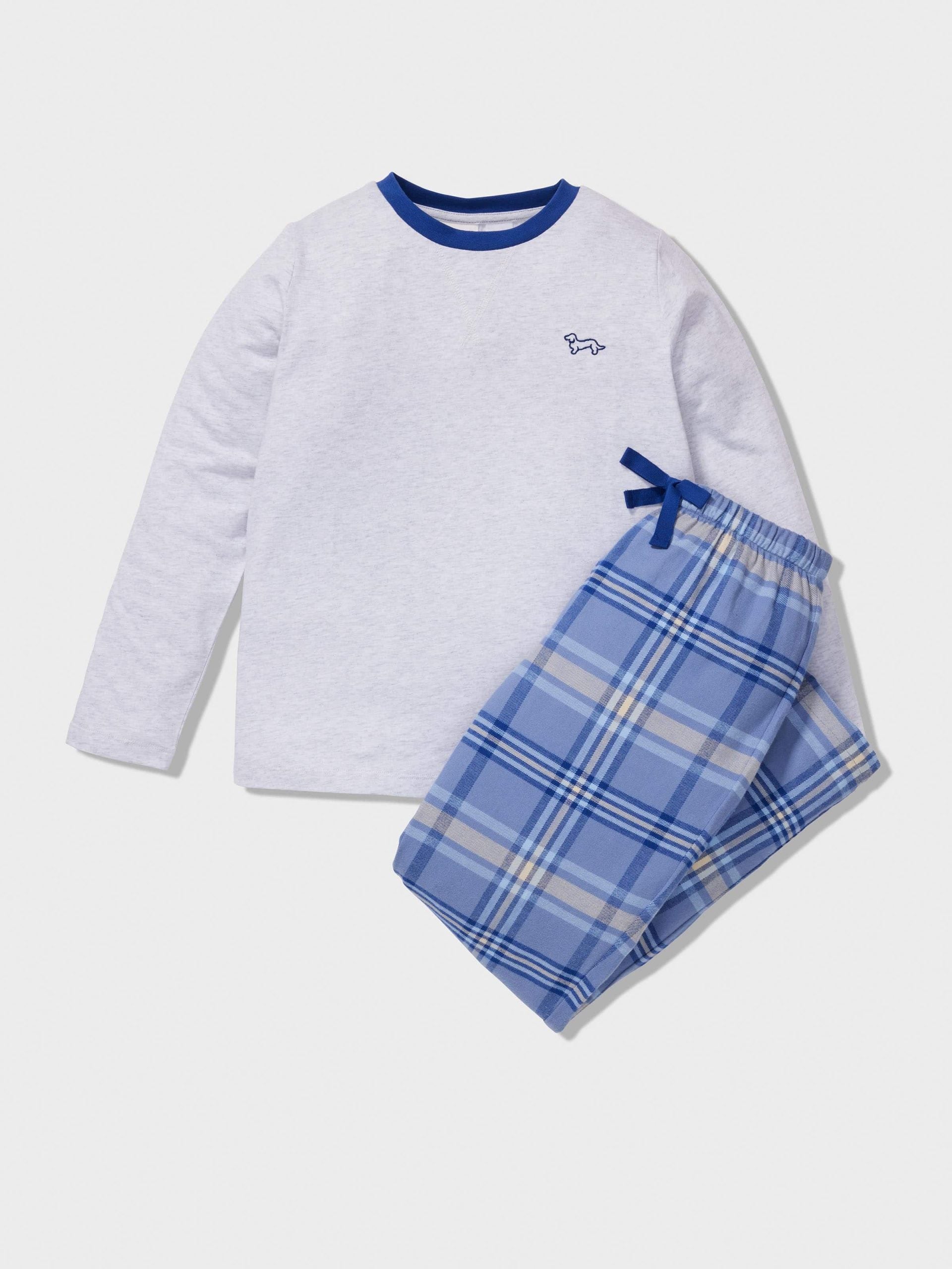 Boys Blue Check Long Pj Set multi image 0