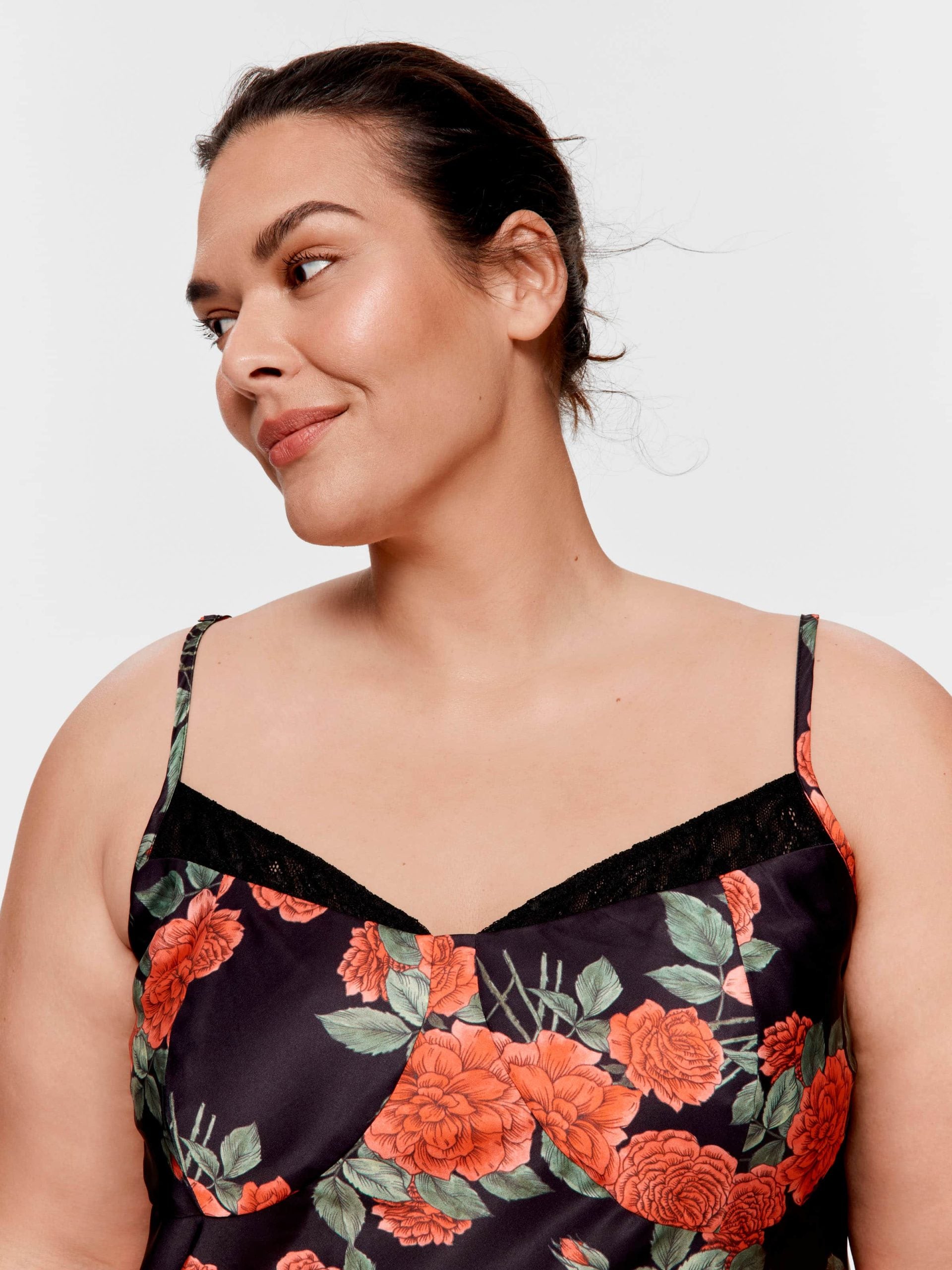 P.A. Plus Rose Lace Trim Satin Slip Nightie Multi image 1