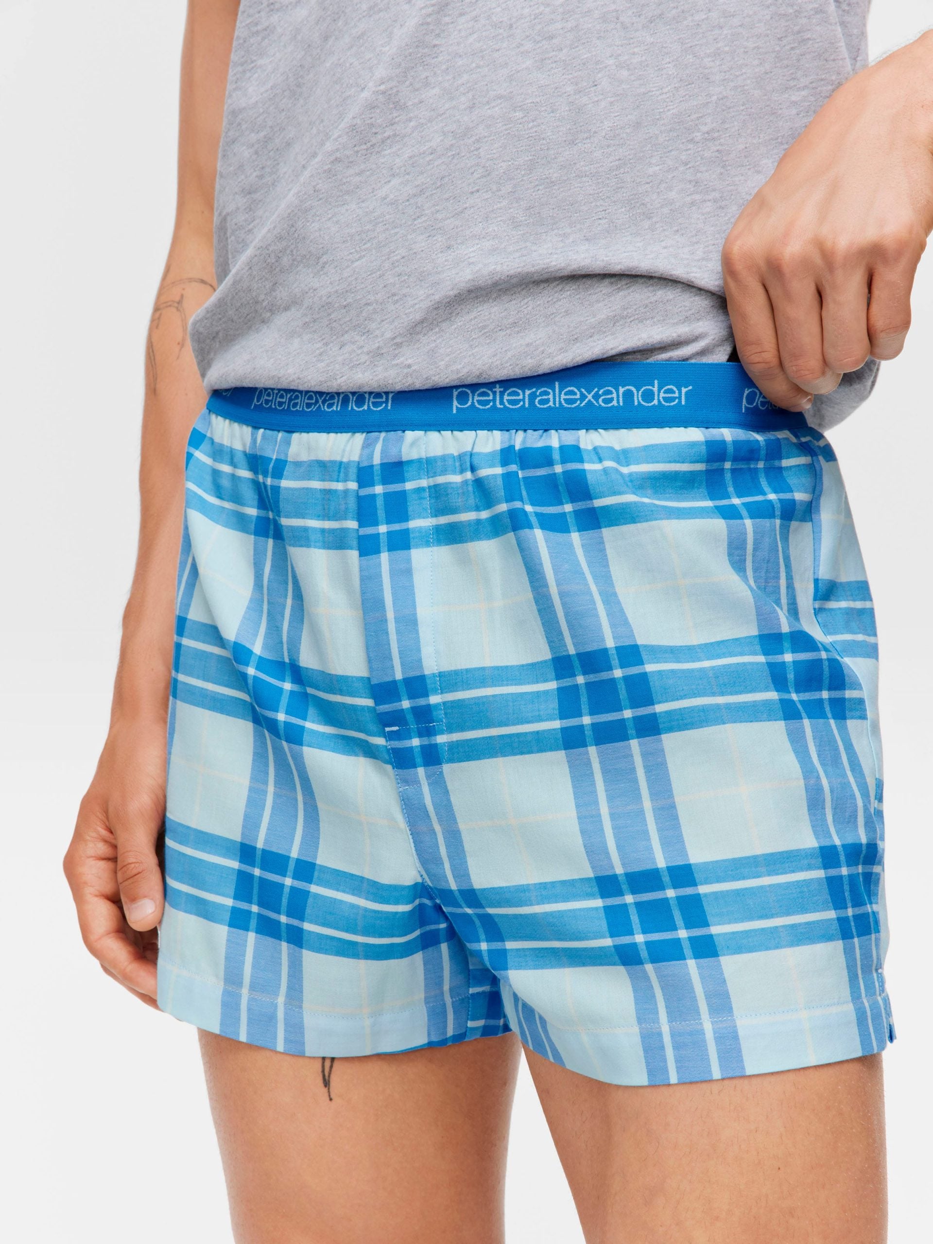 Blue Windowpane Boxer Short multi image 1