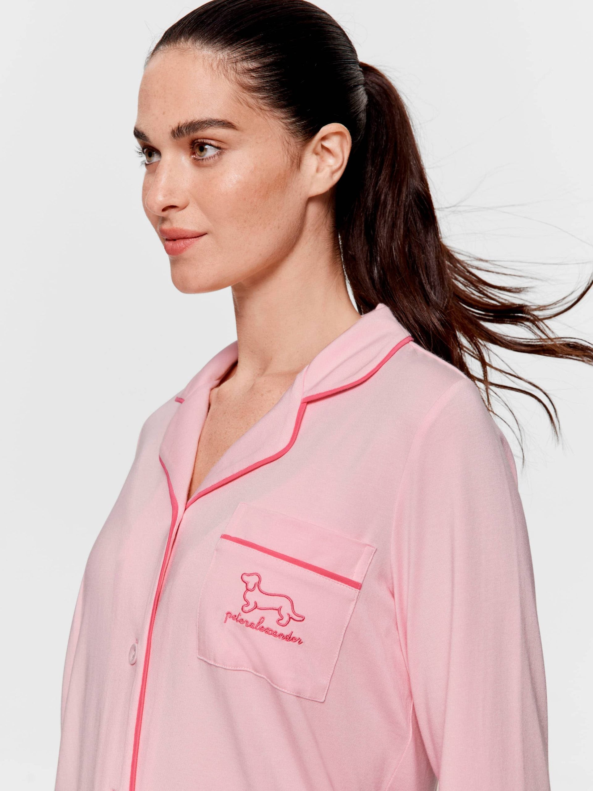 Super Soft Pink Bamboo Knit Long Sleeve Nightshirt Pink image 1