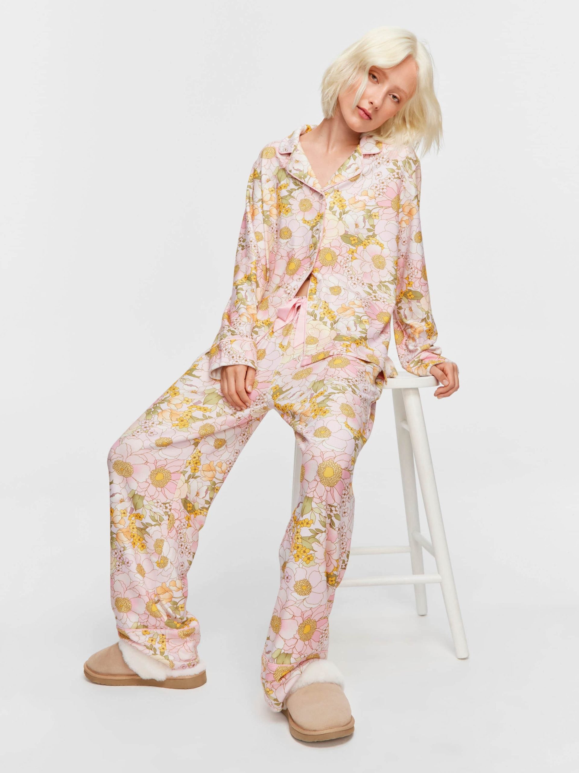 Pretty Floral Plush Long Pj Set multi image 2