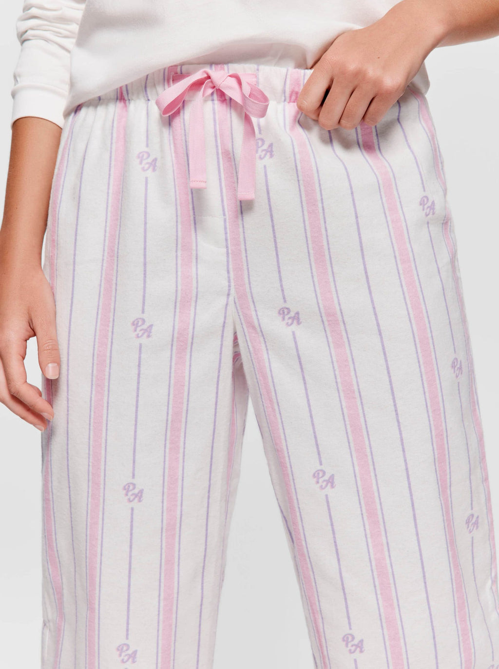 P.A. Pink & Lilac Stripe Classic Flannelette Pj Pant multi image 1
