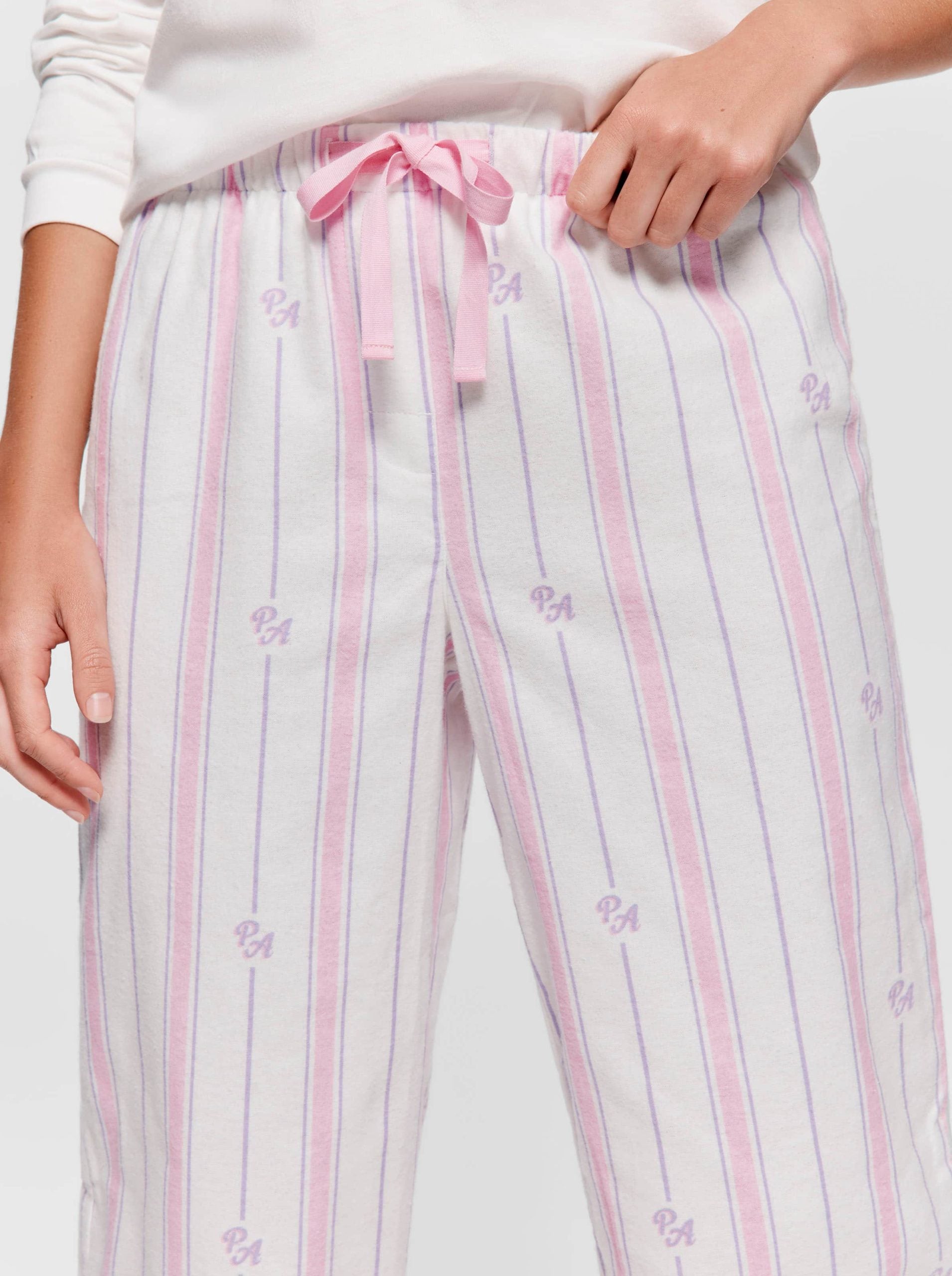 P.A. Pink & Lilac Stripe Classic Flannelette Pj Pant multi image 1