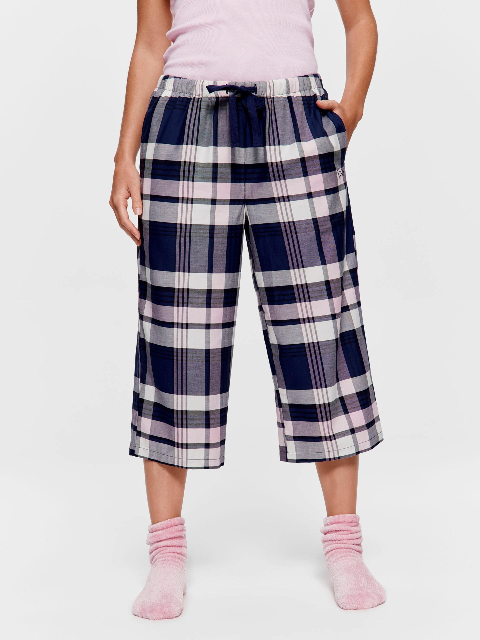 Navy Check 100% Cotton 3/4 Pj Pant multi image 2