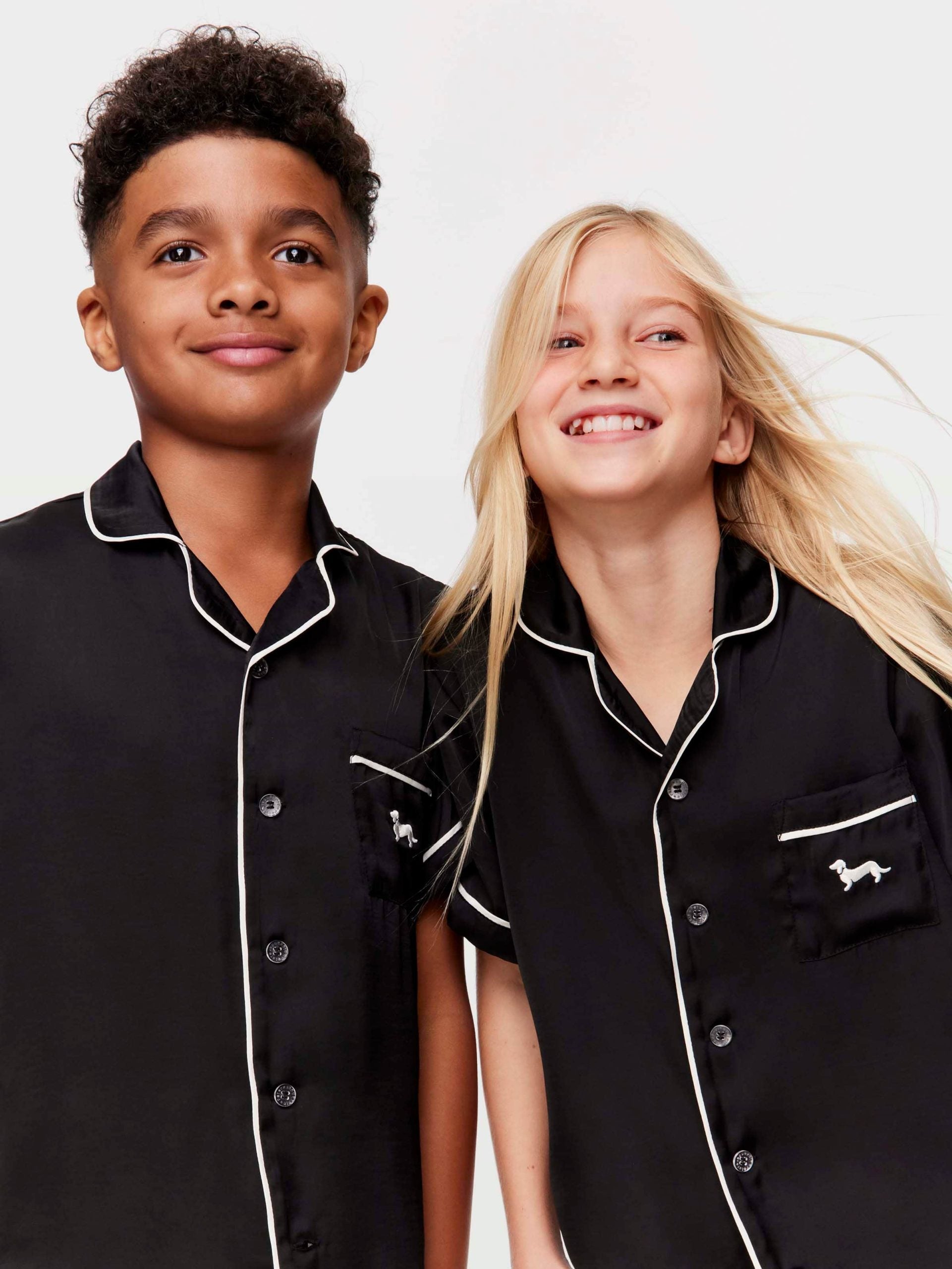 Kids Black Satin Pj Set black image 1