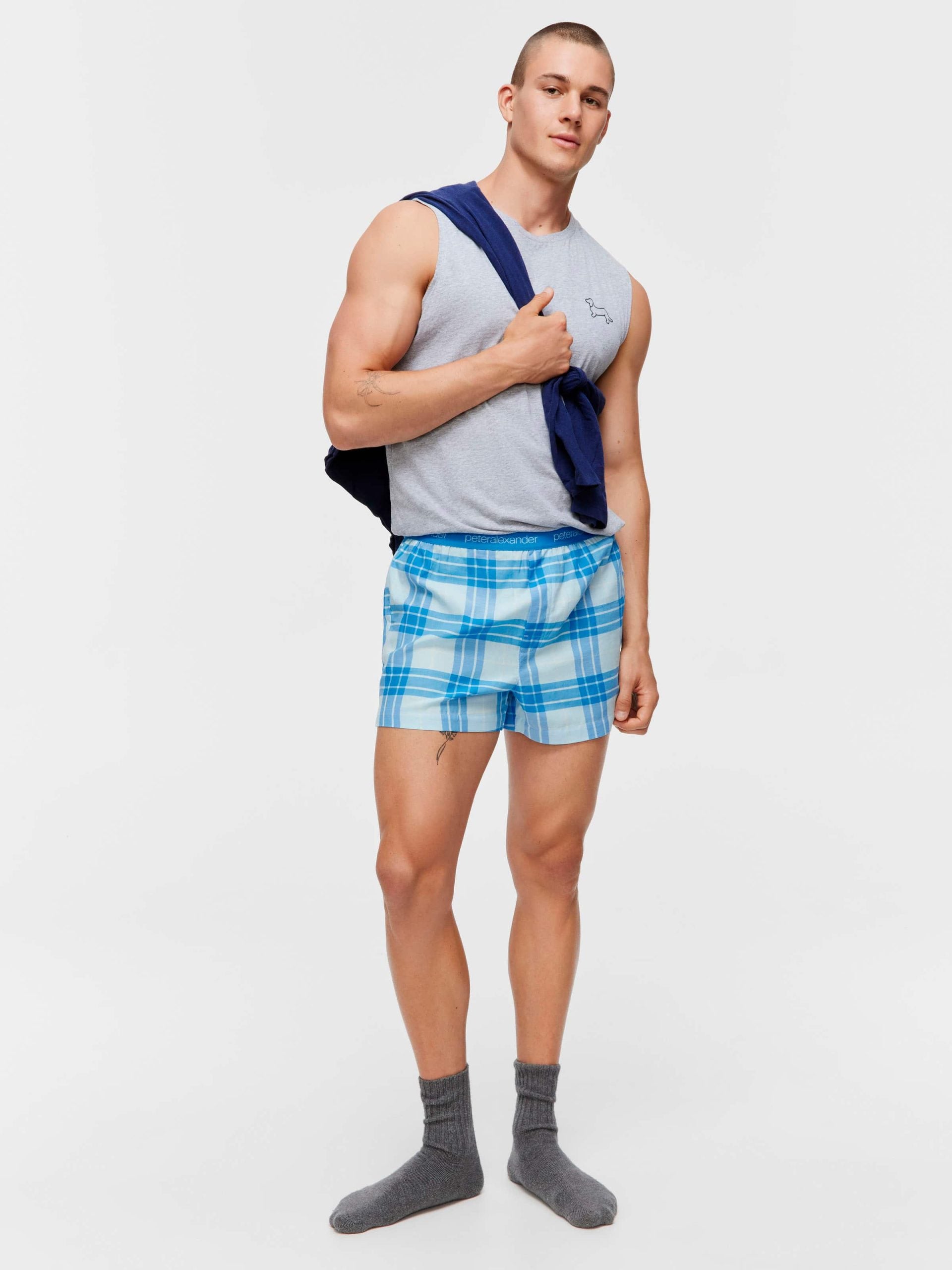 Blue Windowpane Boxer Short multi image 0