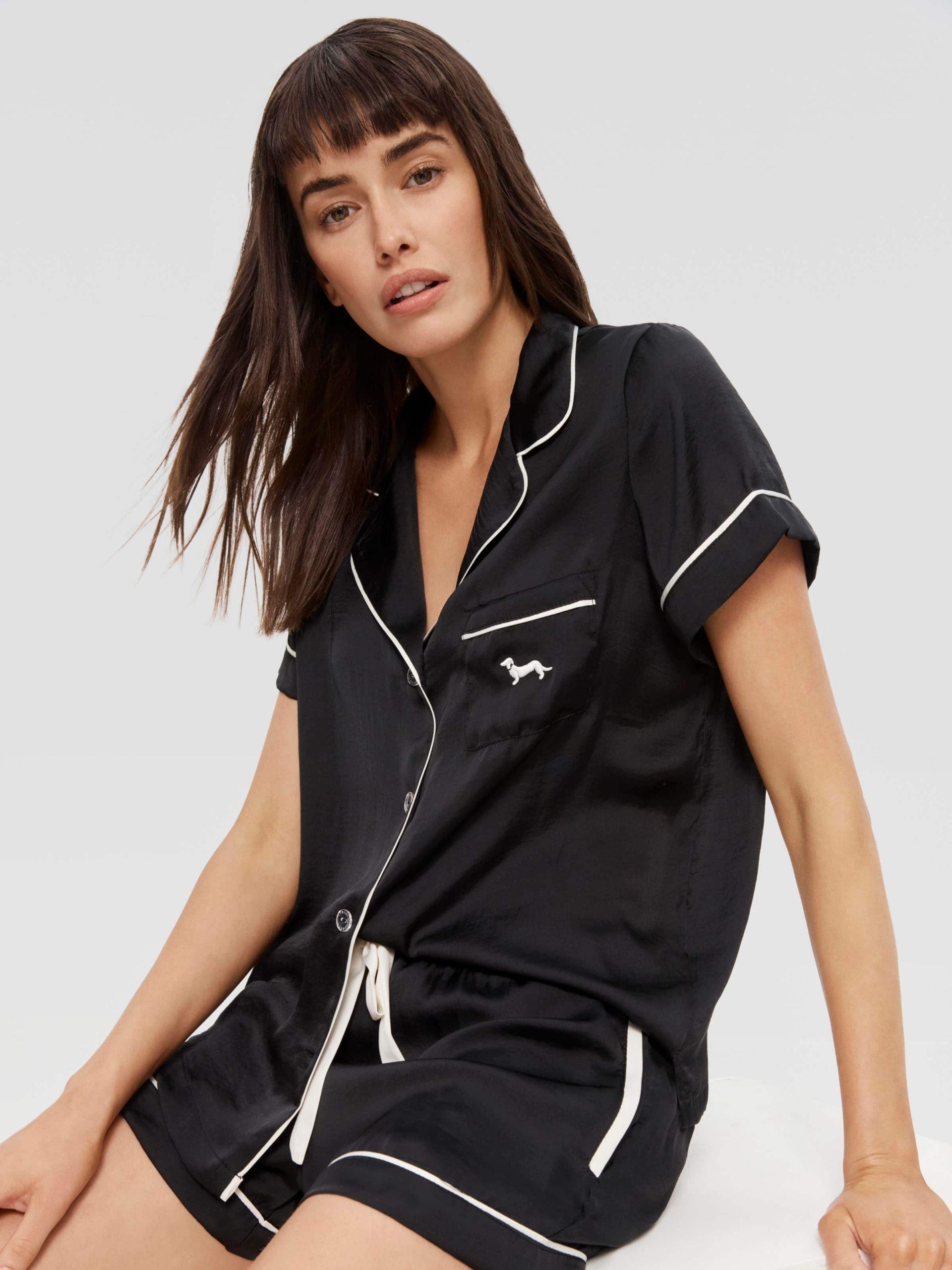 Black Chic Satin Pj Set black image 1