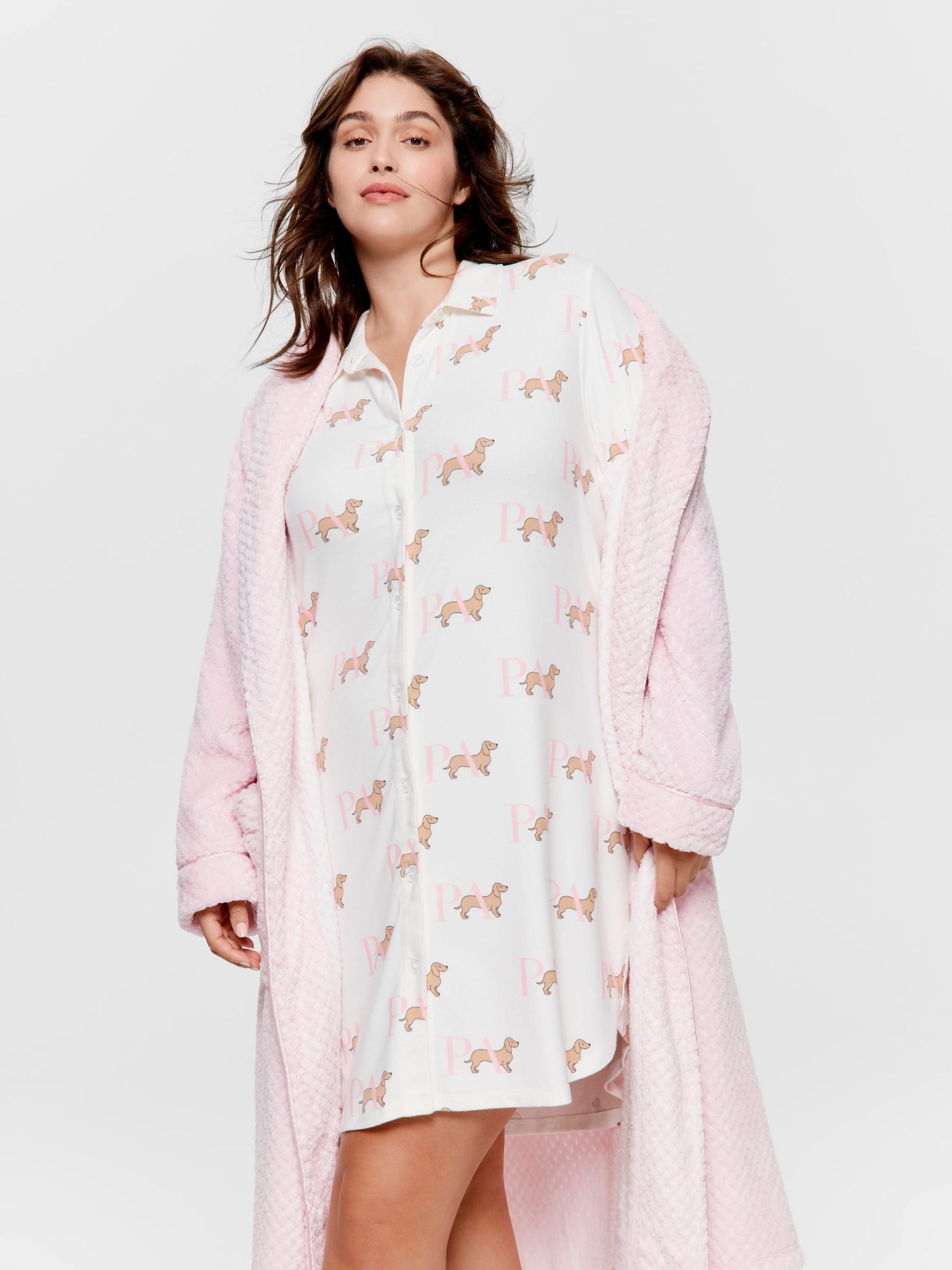 P.A. Plus Penny Short Sleeve Plush Nightshirt Multi image 0