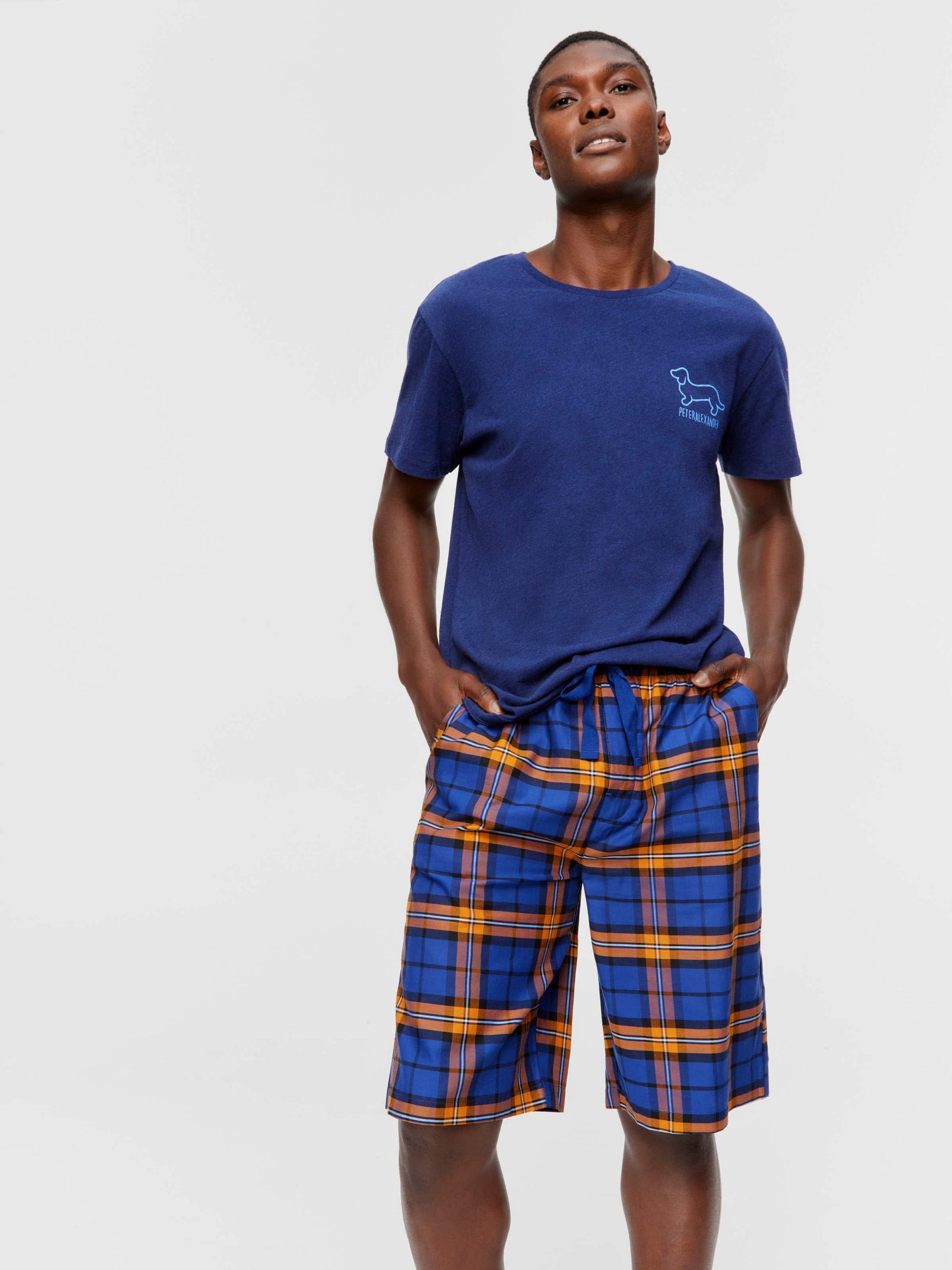 Navy Check Long Short navy image 2