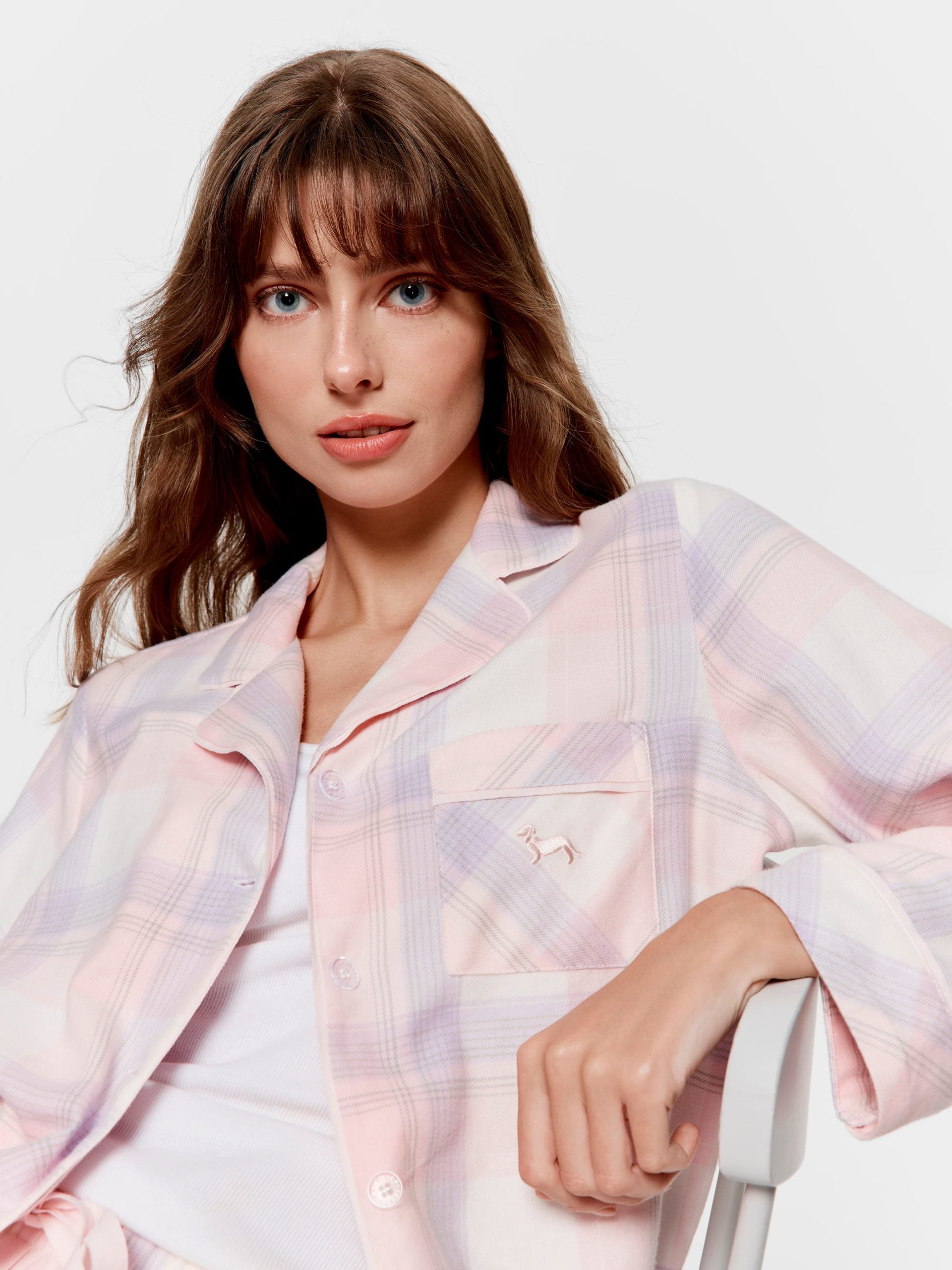 Pink & Lilac Check Flannelette Classic Pj Set multi image 0