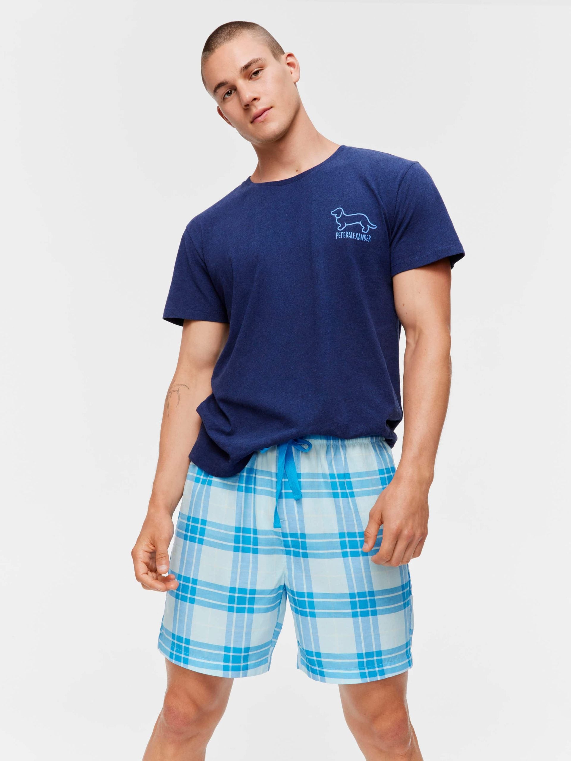 Blue  Windowpane Mid Short multi image 2