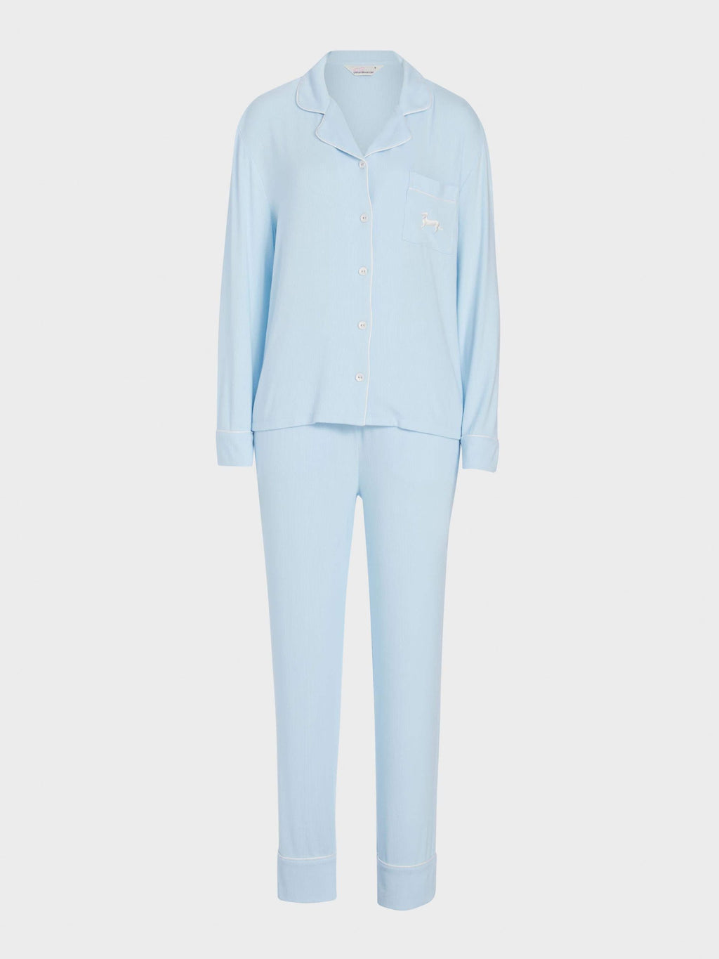 Blue Bamboo Rib Long Pj Set paleblue image 4