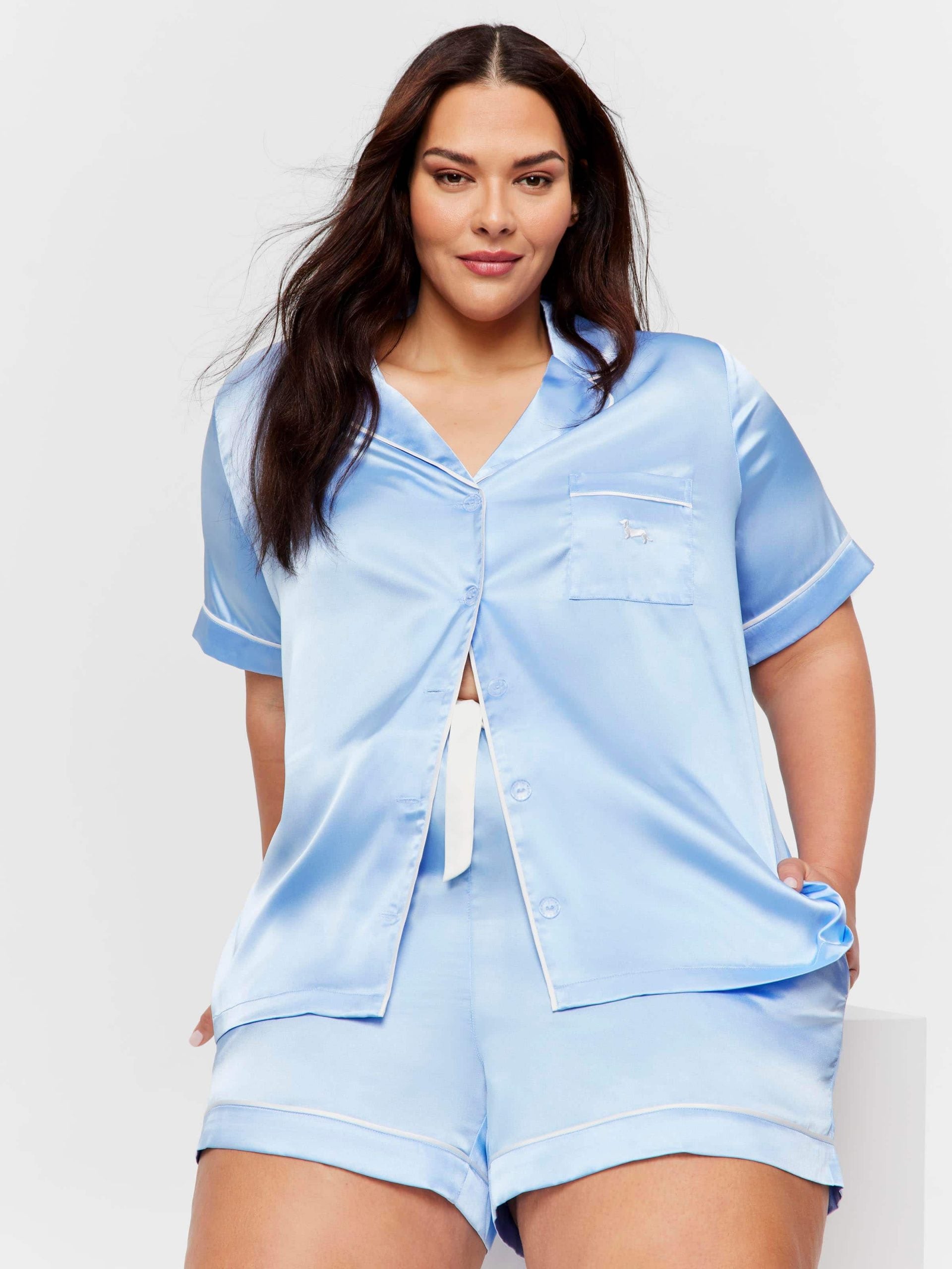 P.A. Plus Cornflower Blue Satin Pj Set Blue image 3