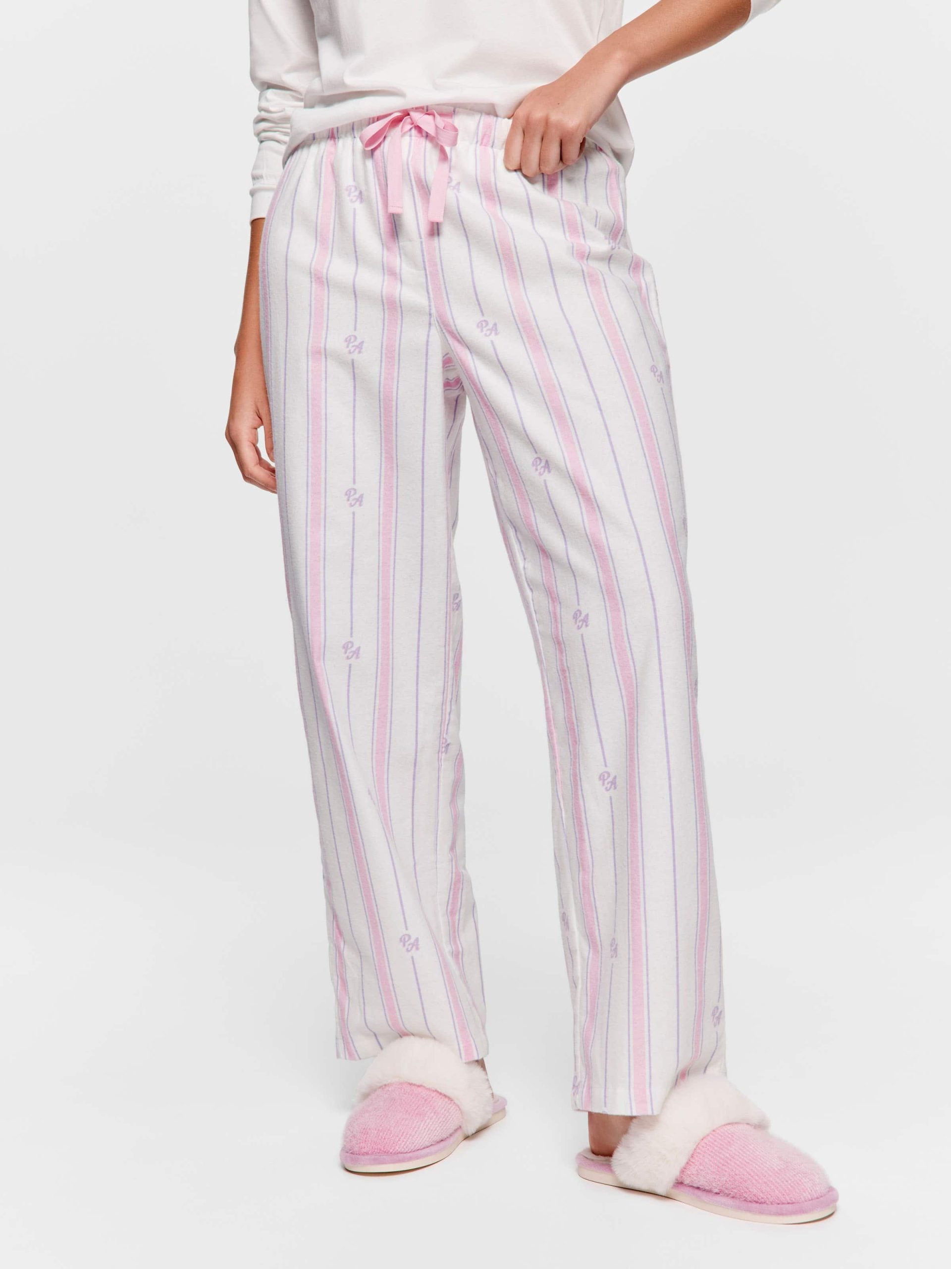 P.A. Pink & Lilac Stripe Classic Flannelette Pj Pant multi image 2