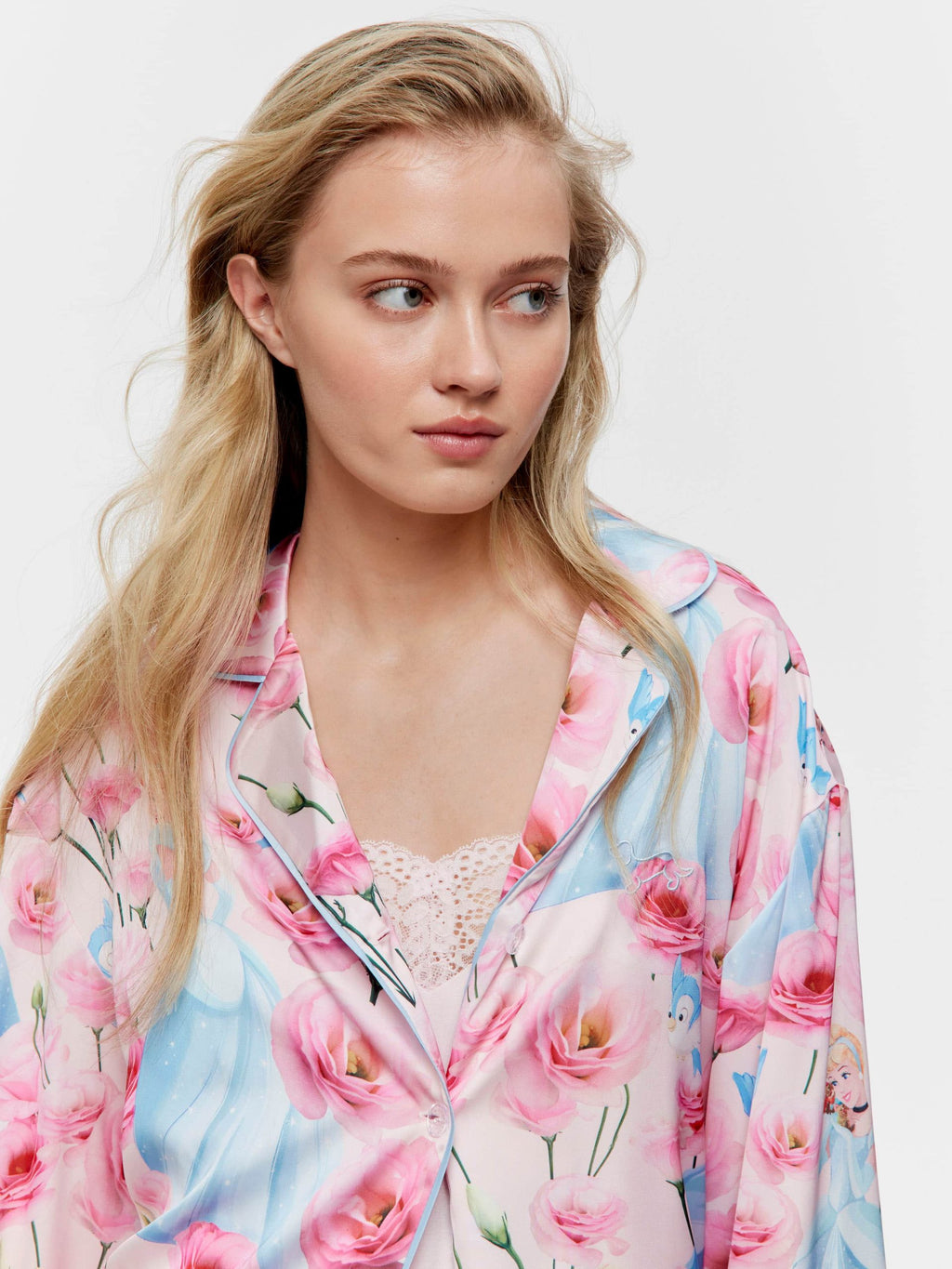 Disney Cinderella Rose Satin Long Pj Set Multi image 1