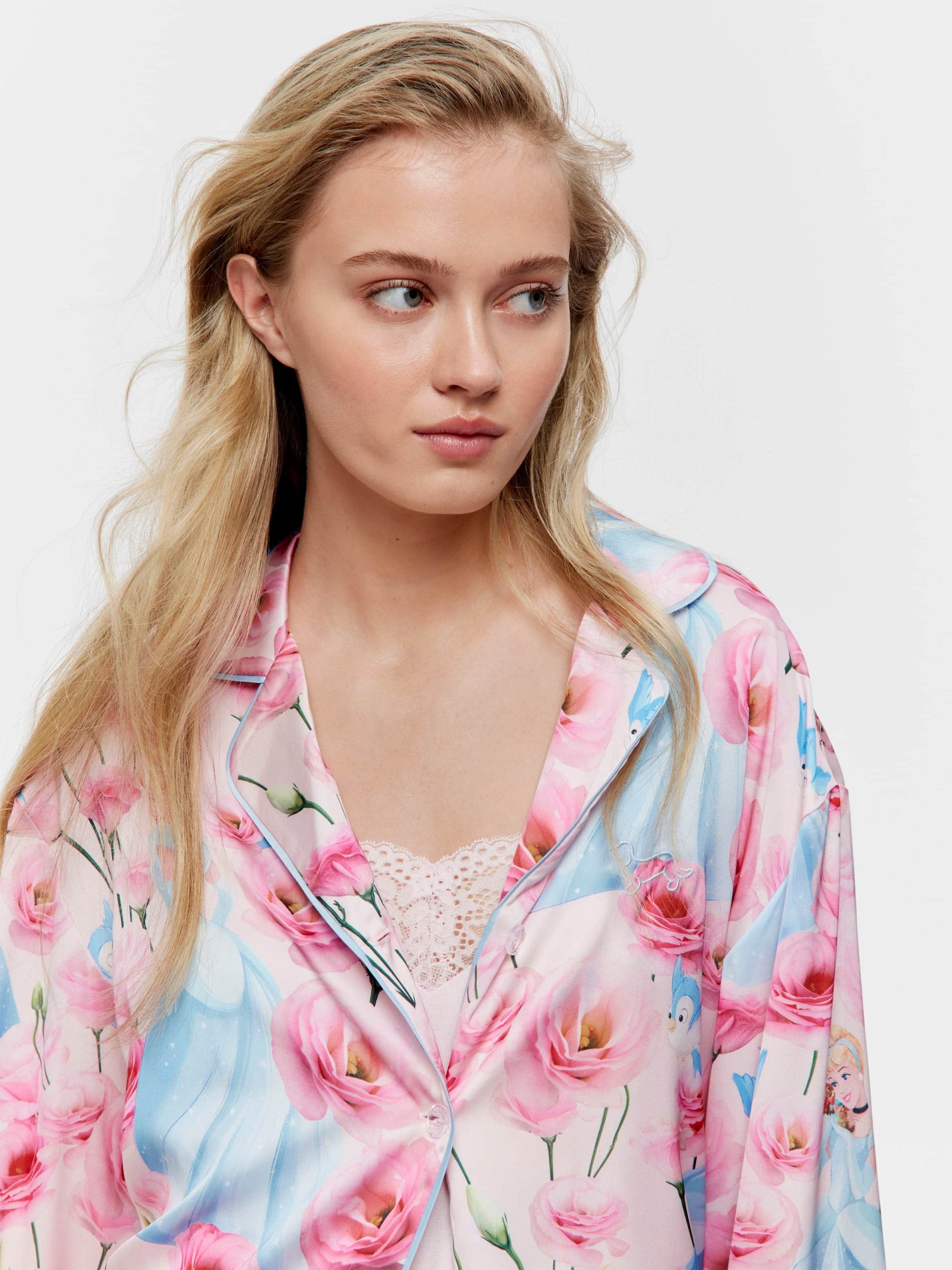 Disney Cinderella Rose Satin Long Pj Set Multi image 1