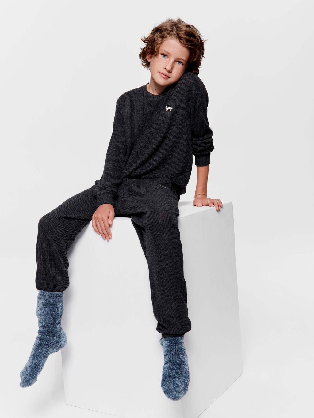 Boys Charcoal Rib Pj Set charcoal image 1