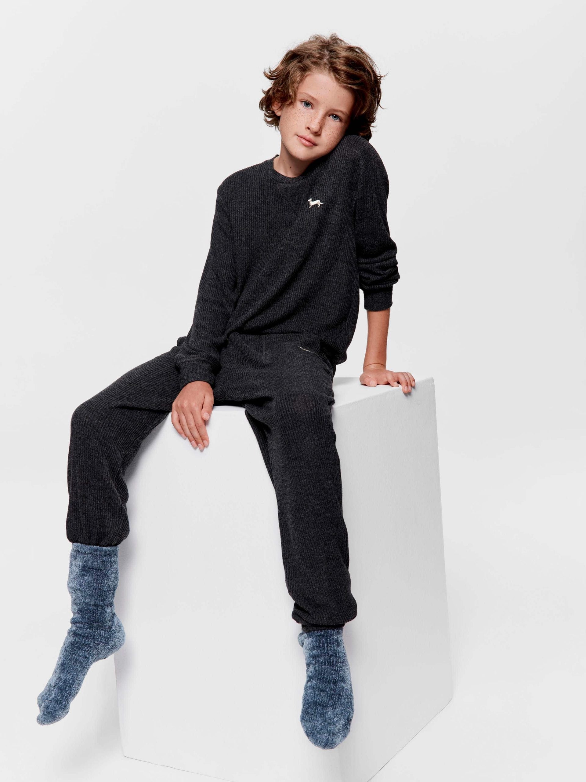 Boys Charcoal Rib Pj Set charcoal image 1