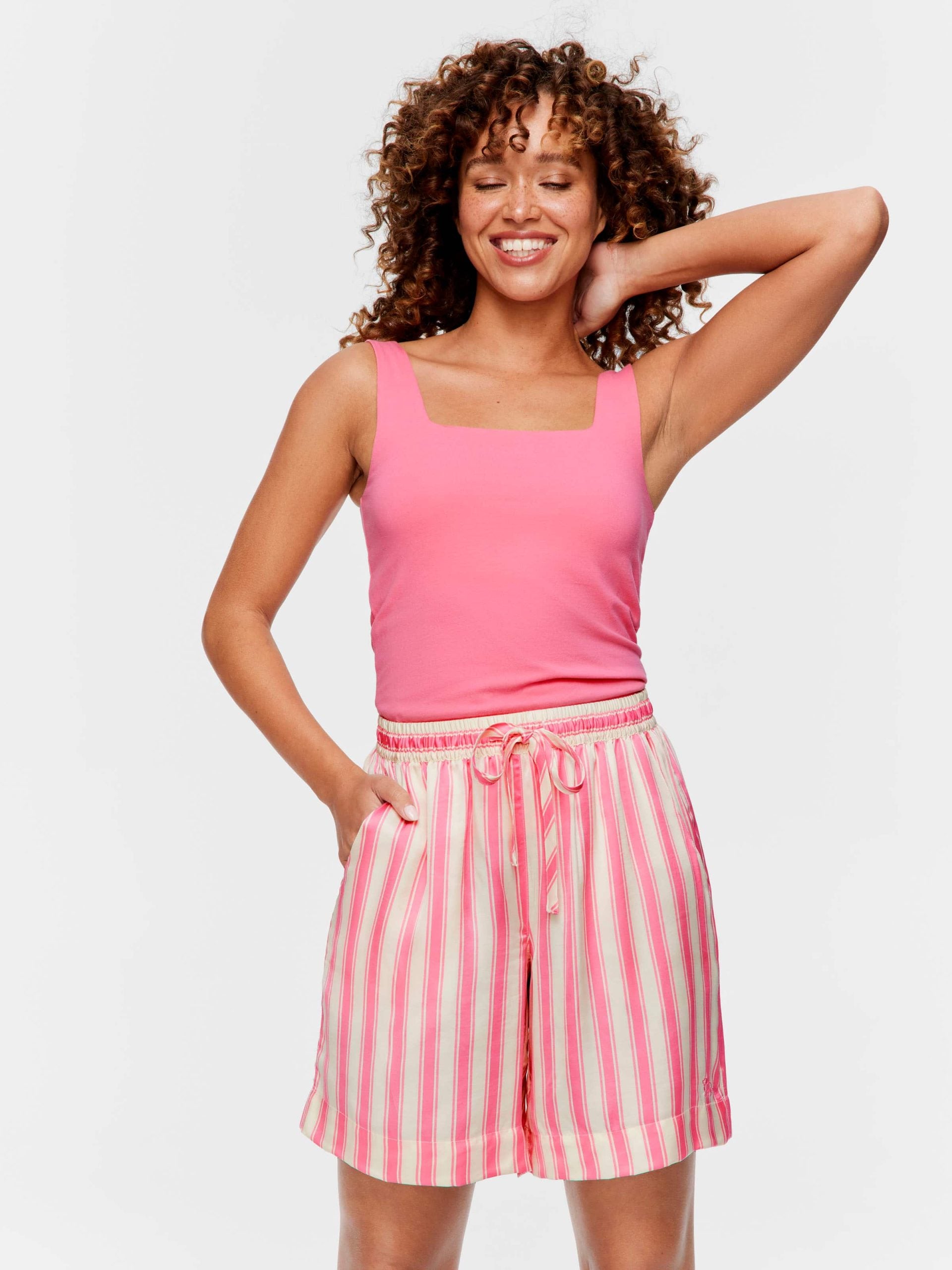 Stripe Satin Long Short multi image 1