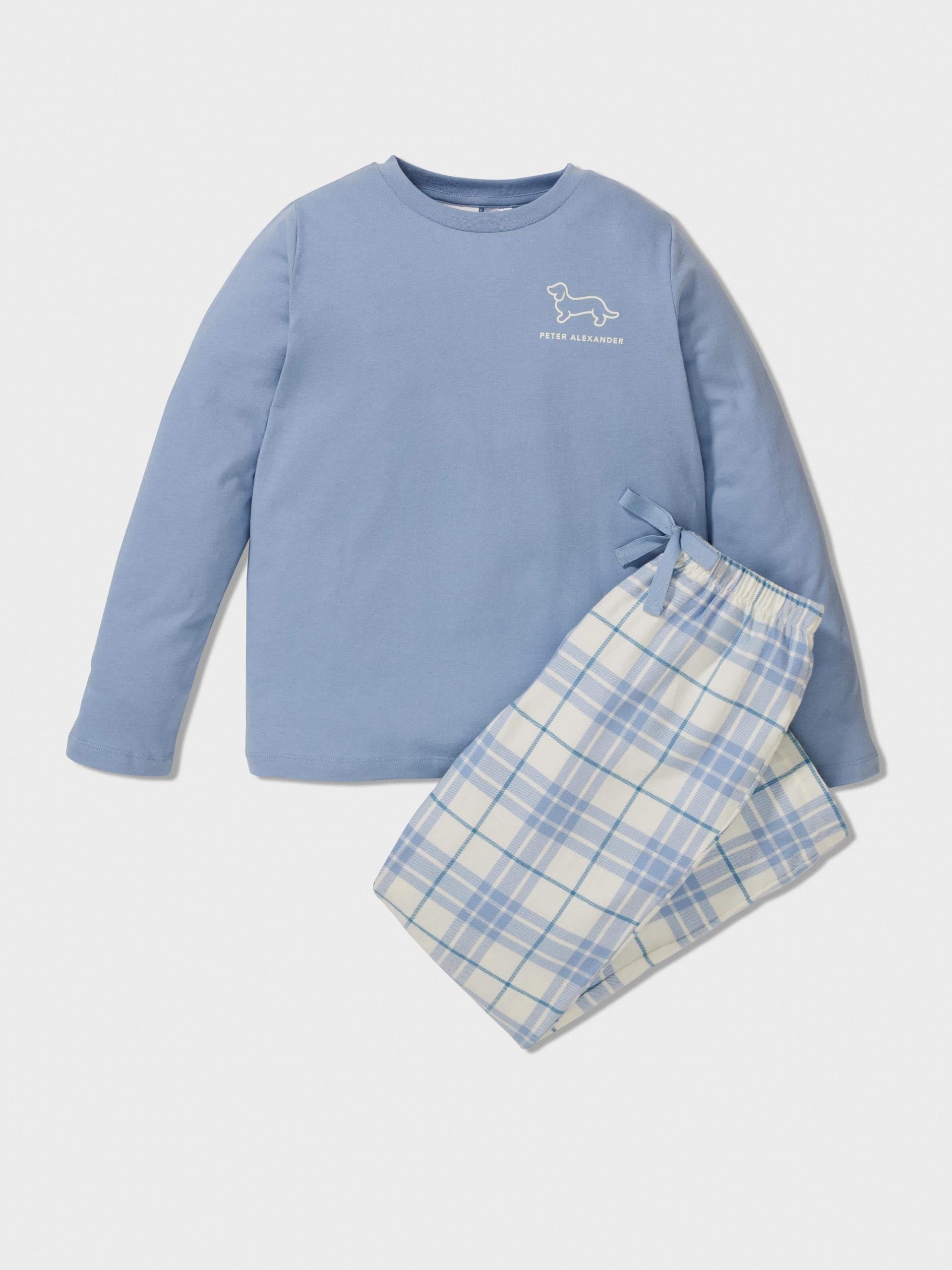 Boys Blue Check Long Pj Set multi image 0