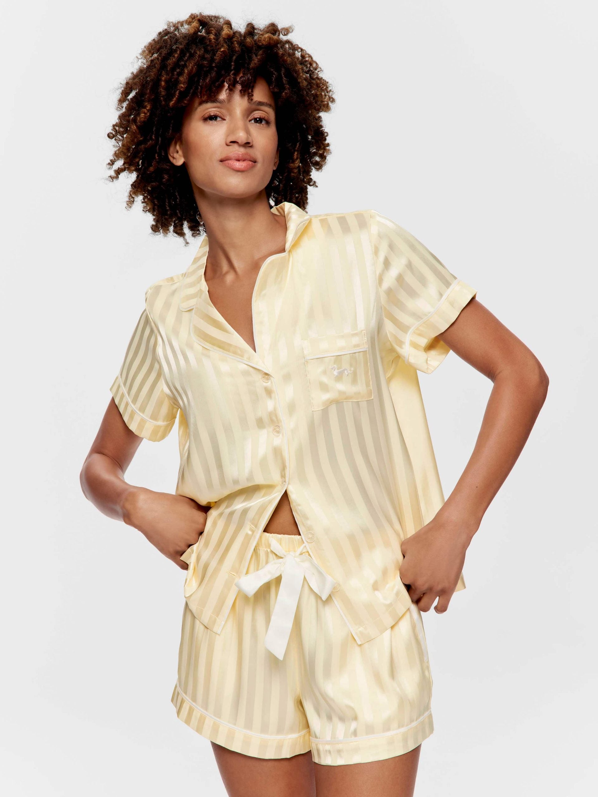 Butter Stripe Chic Satin Shortie Pj Set Butter image 3