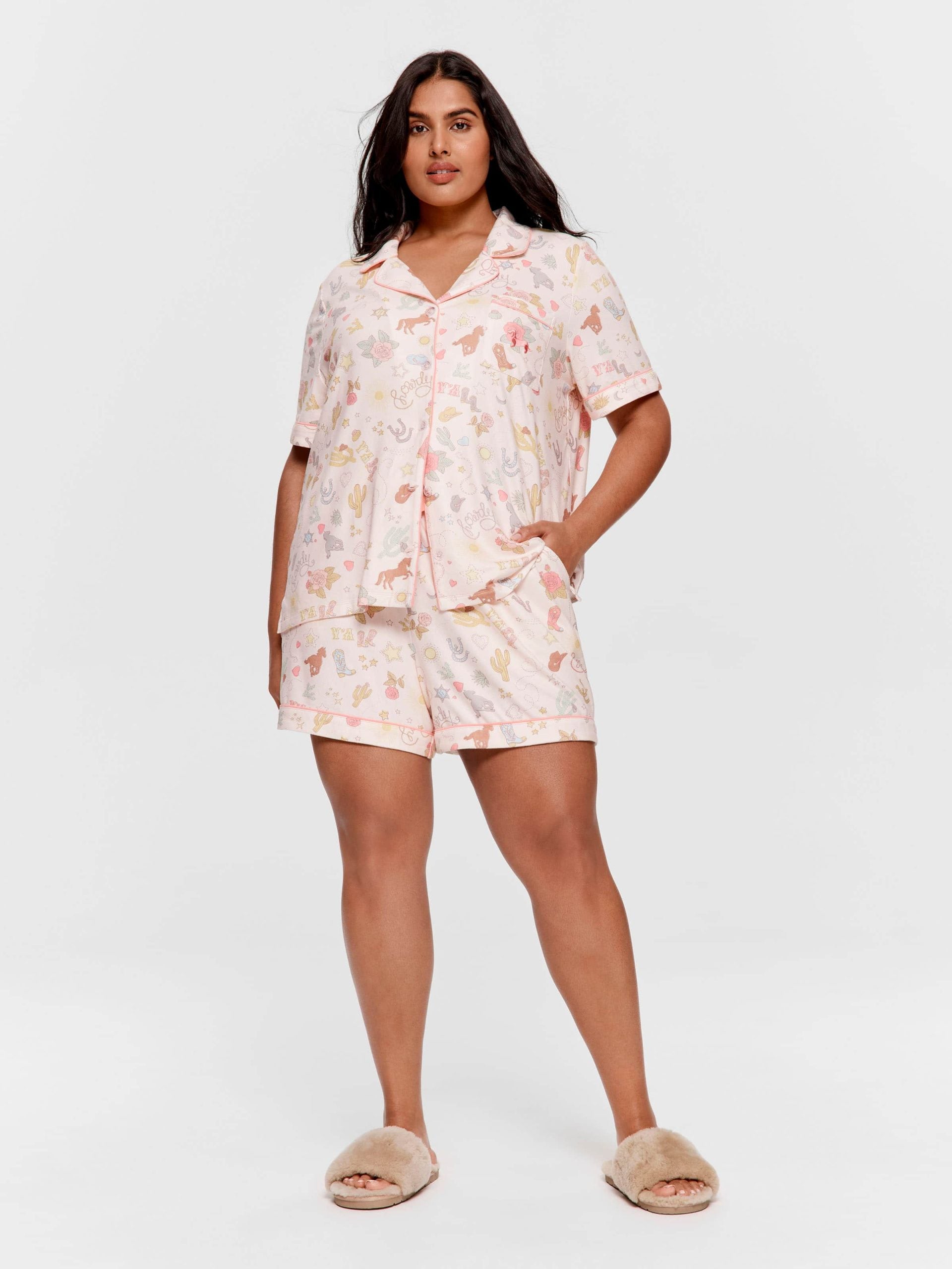P.A. Plus Howdy Plush Shortie Pj Set Multi image 0