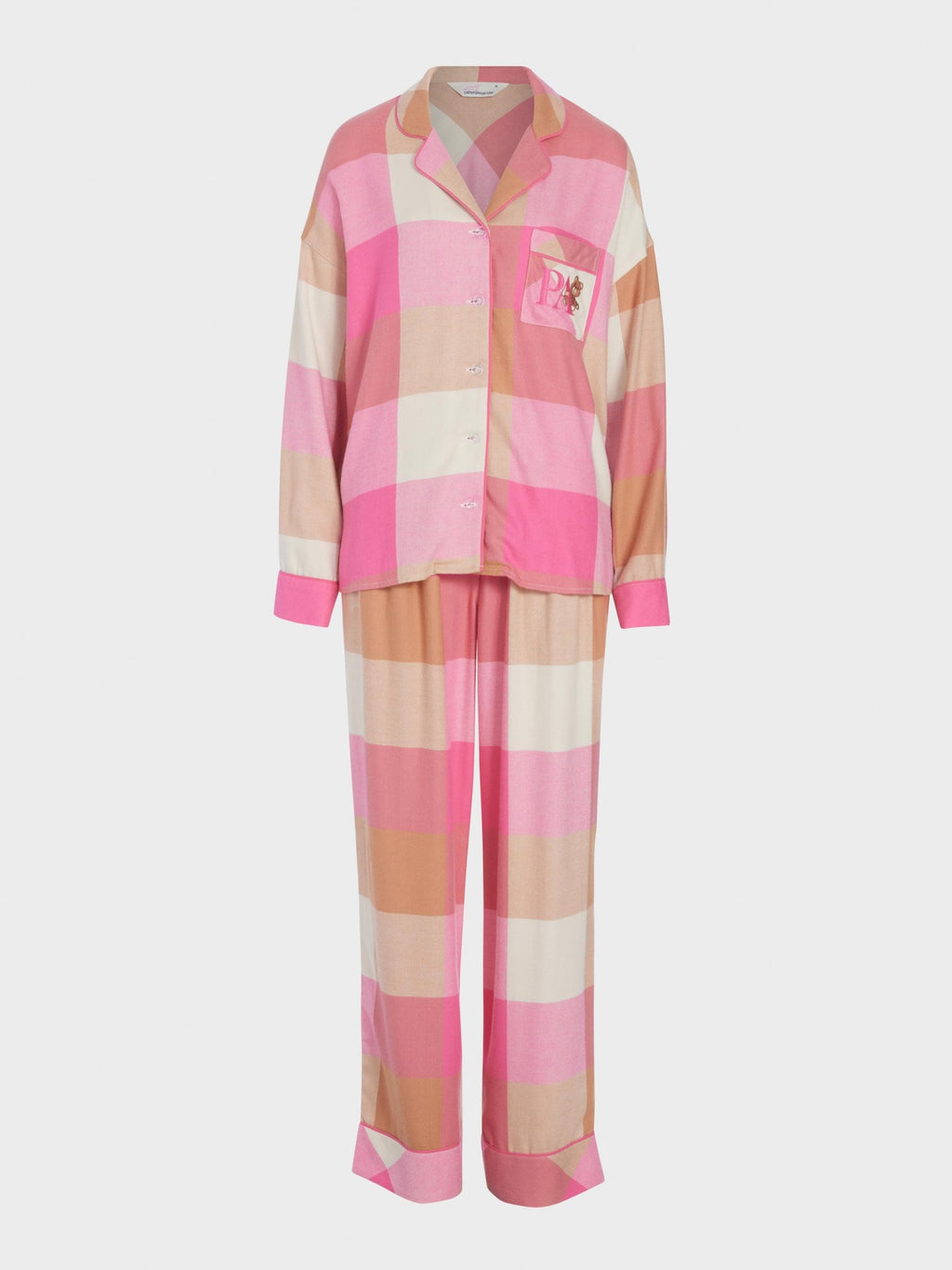 Pink & Caramel Buffalo Check Bamboo Flannelette Pj Set multi image 4
