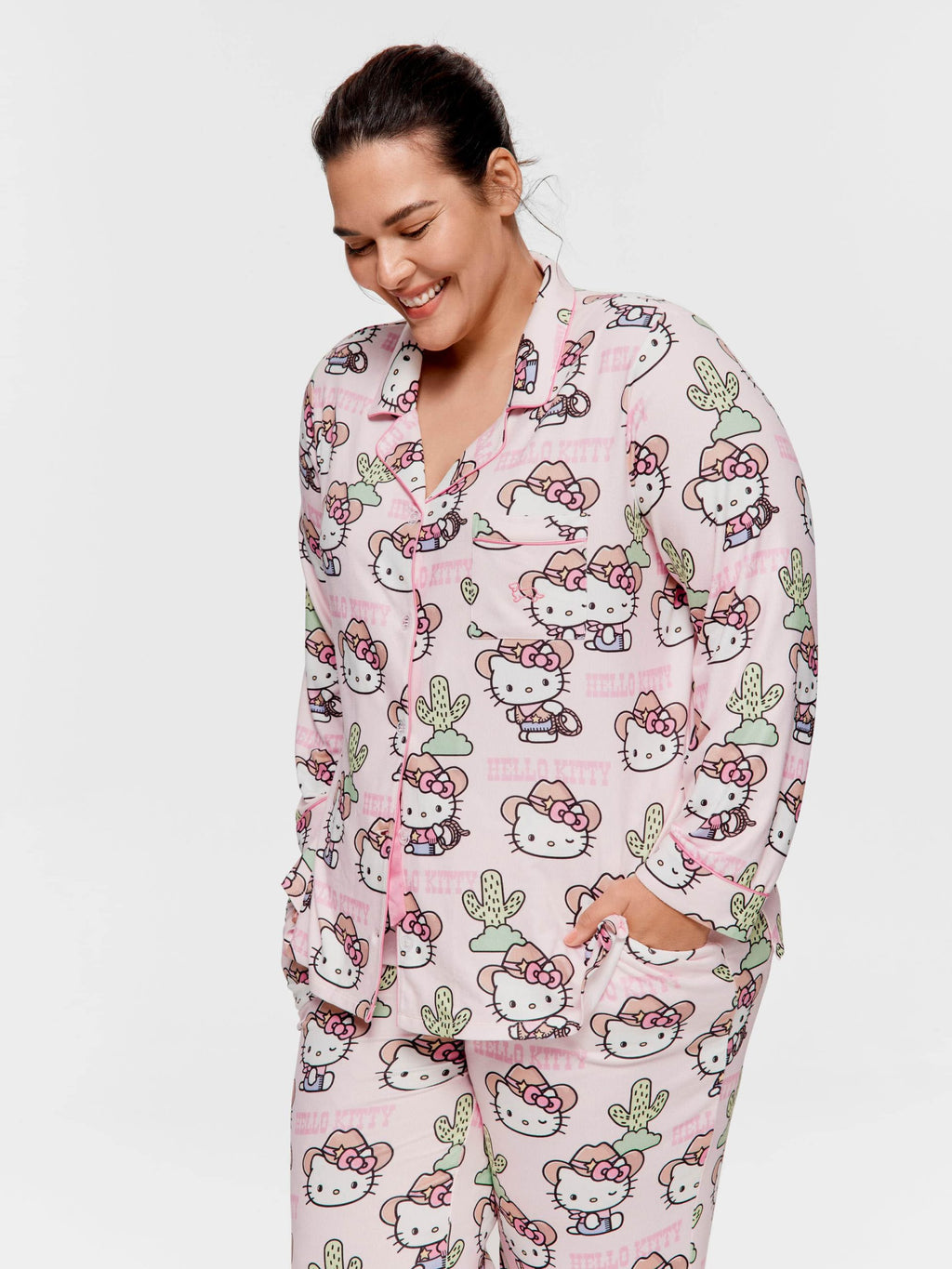 P.A. Plus Howdy Hello Kitty Plush Classic Pj Set Multi image 1