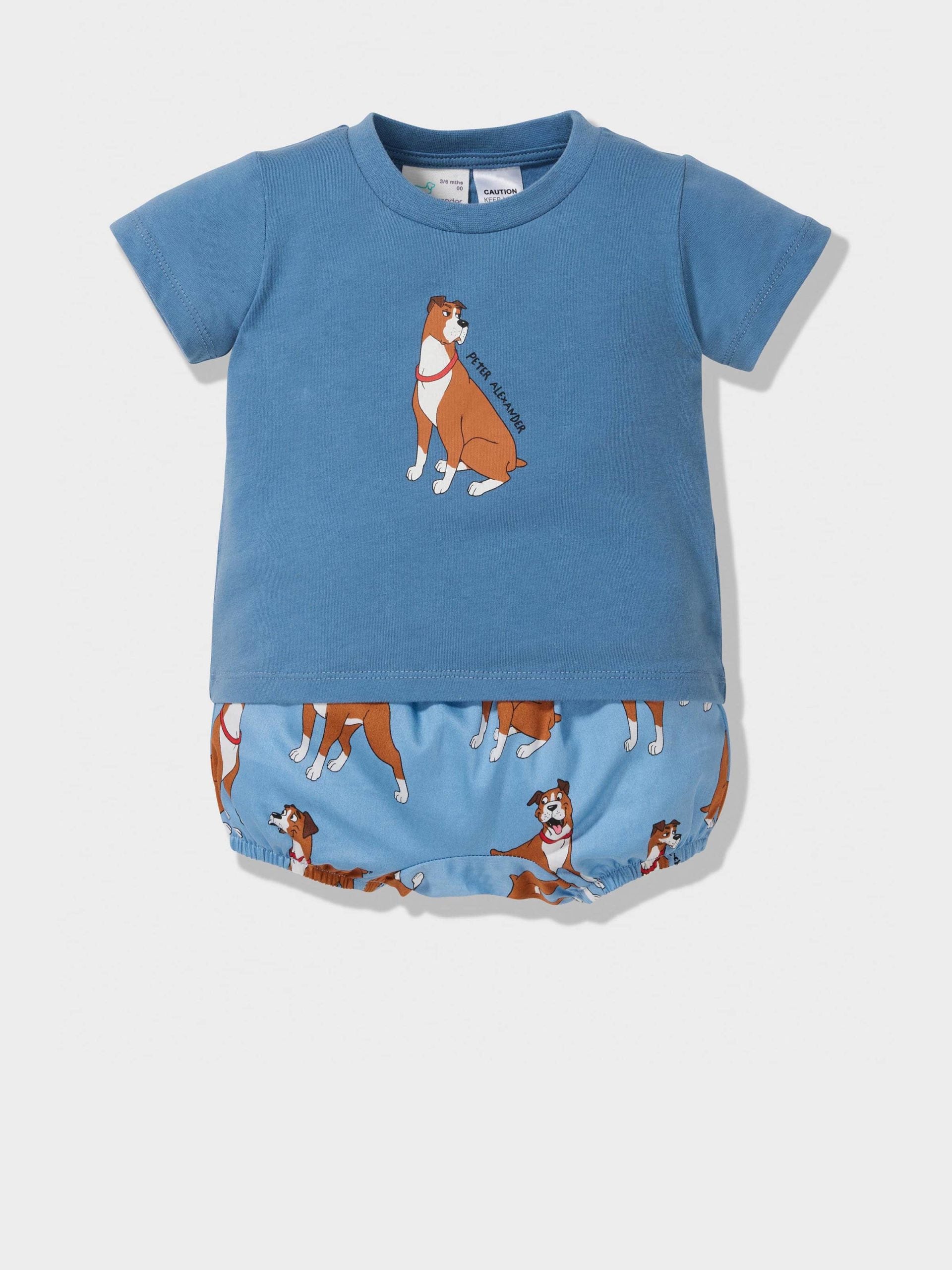 Baby Boxer Dog Pj Set blue image 0