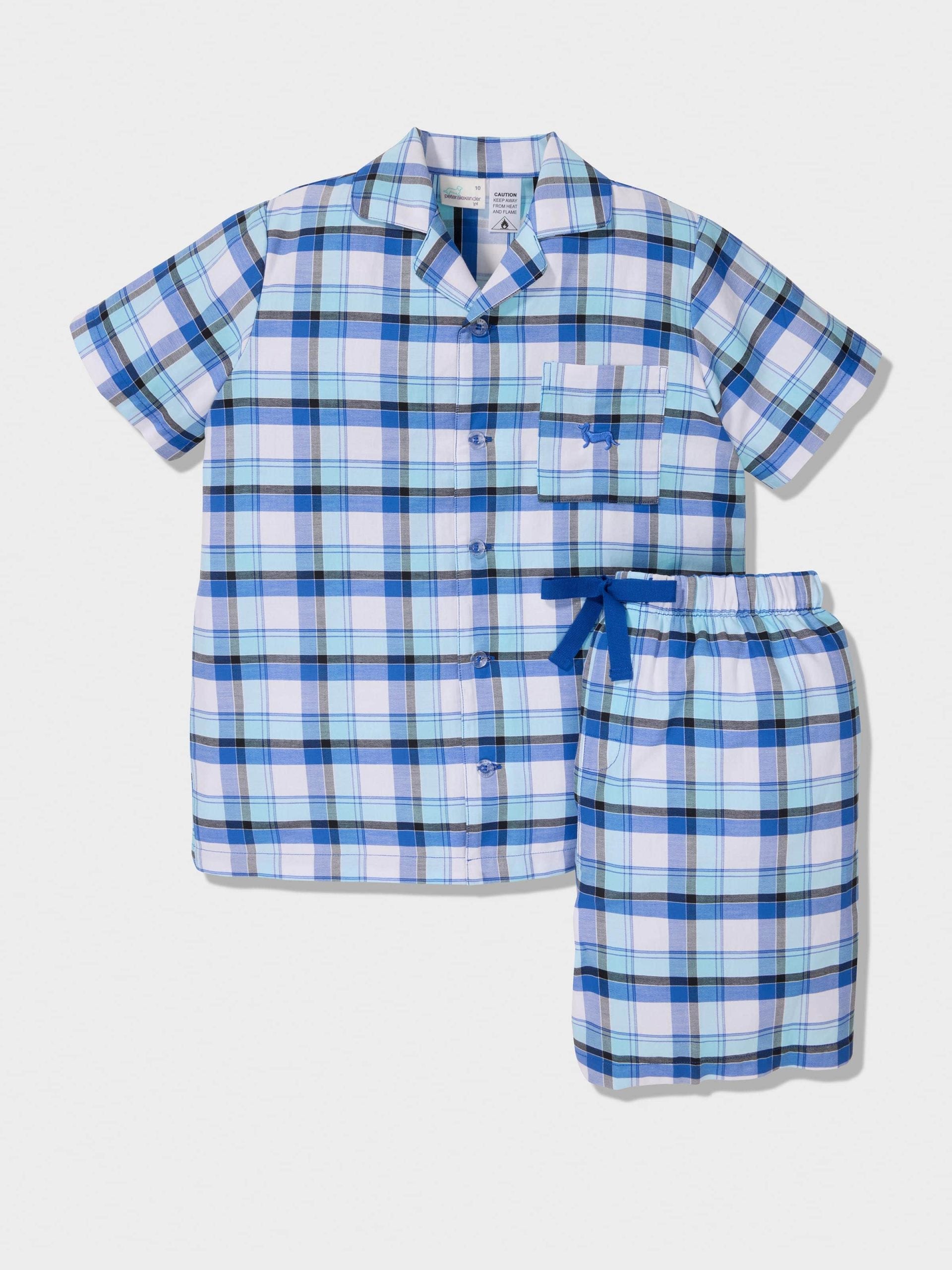 Boys Bright Blue Check Classic Pj Set multi image 2
