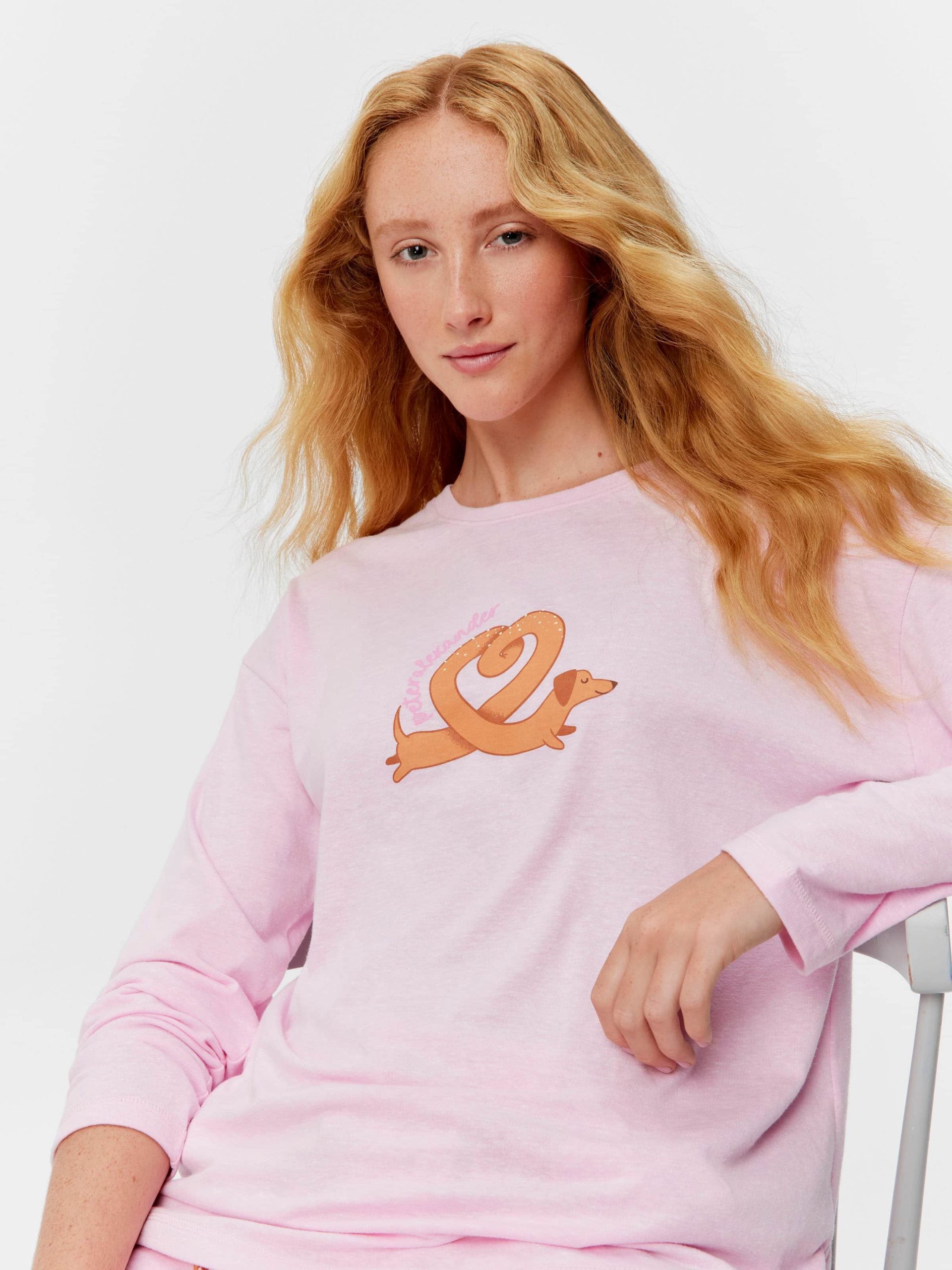 Pretzel Oversized Long Sleeve Top pink image 2