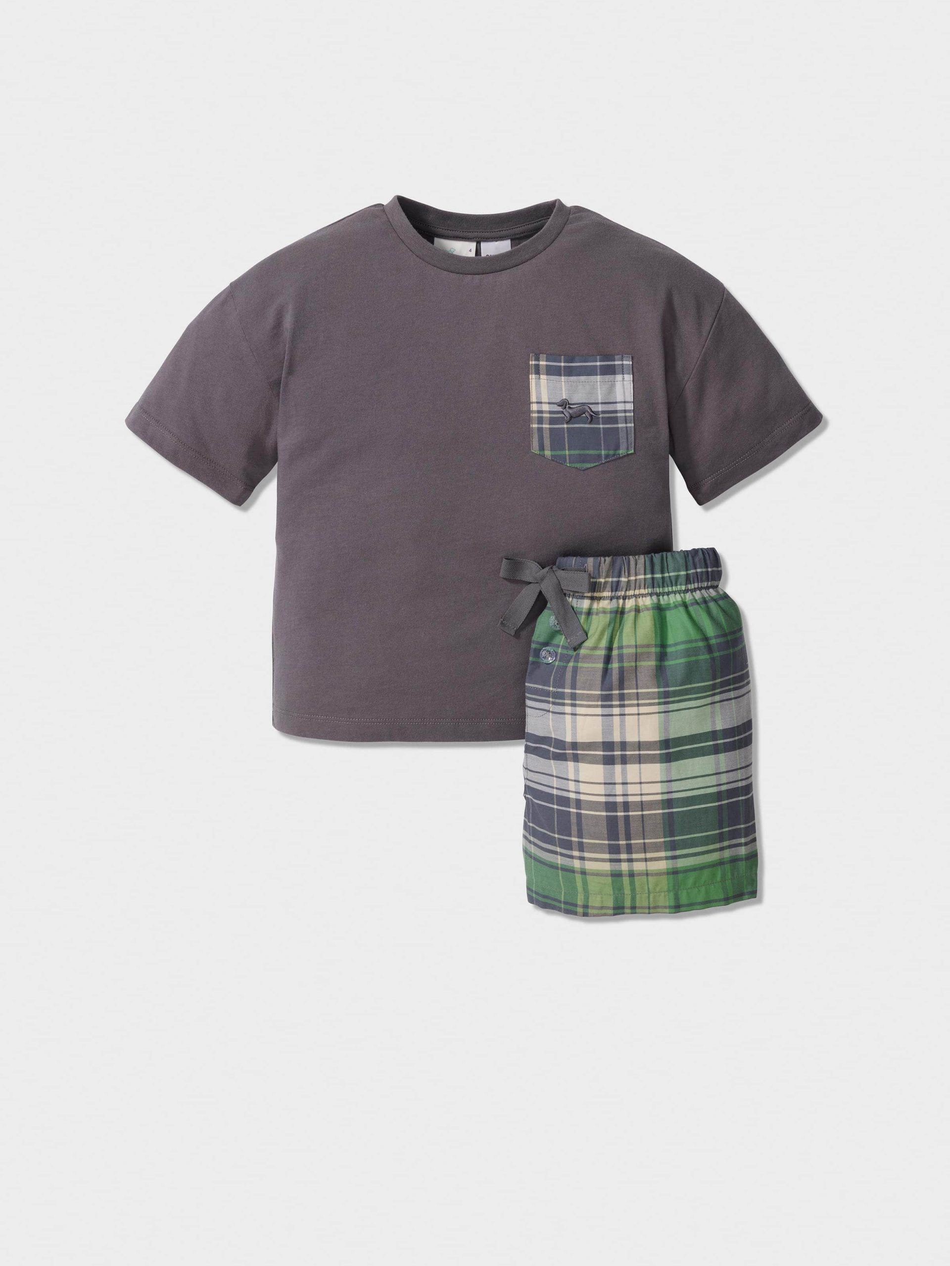 Jnr Boys Cowboy Check Short Pj Set Multi image 0