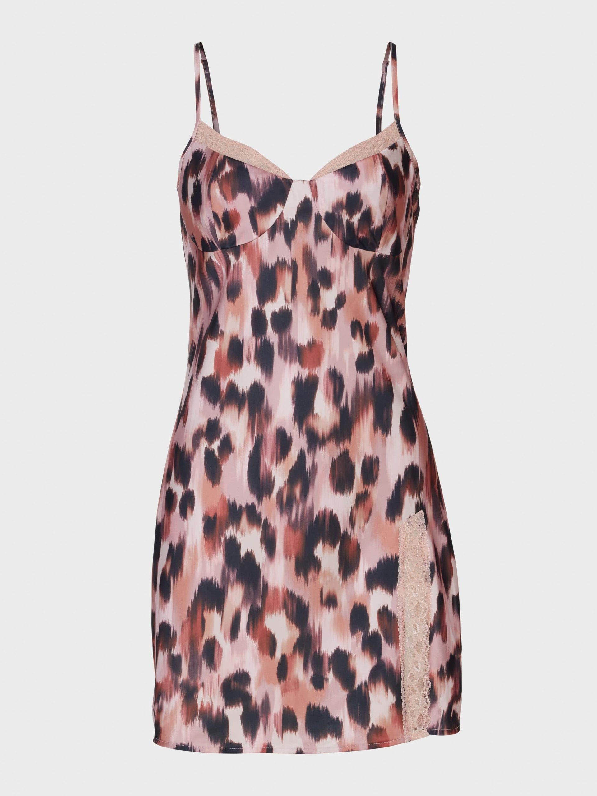 Leopard Lace Trim Slip Nightie multi image 3