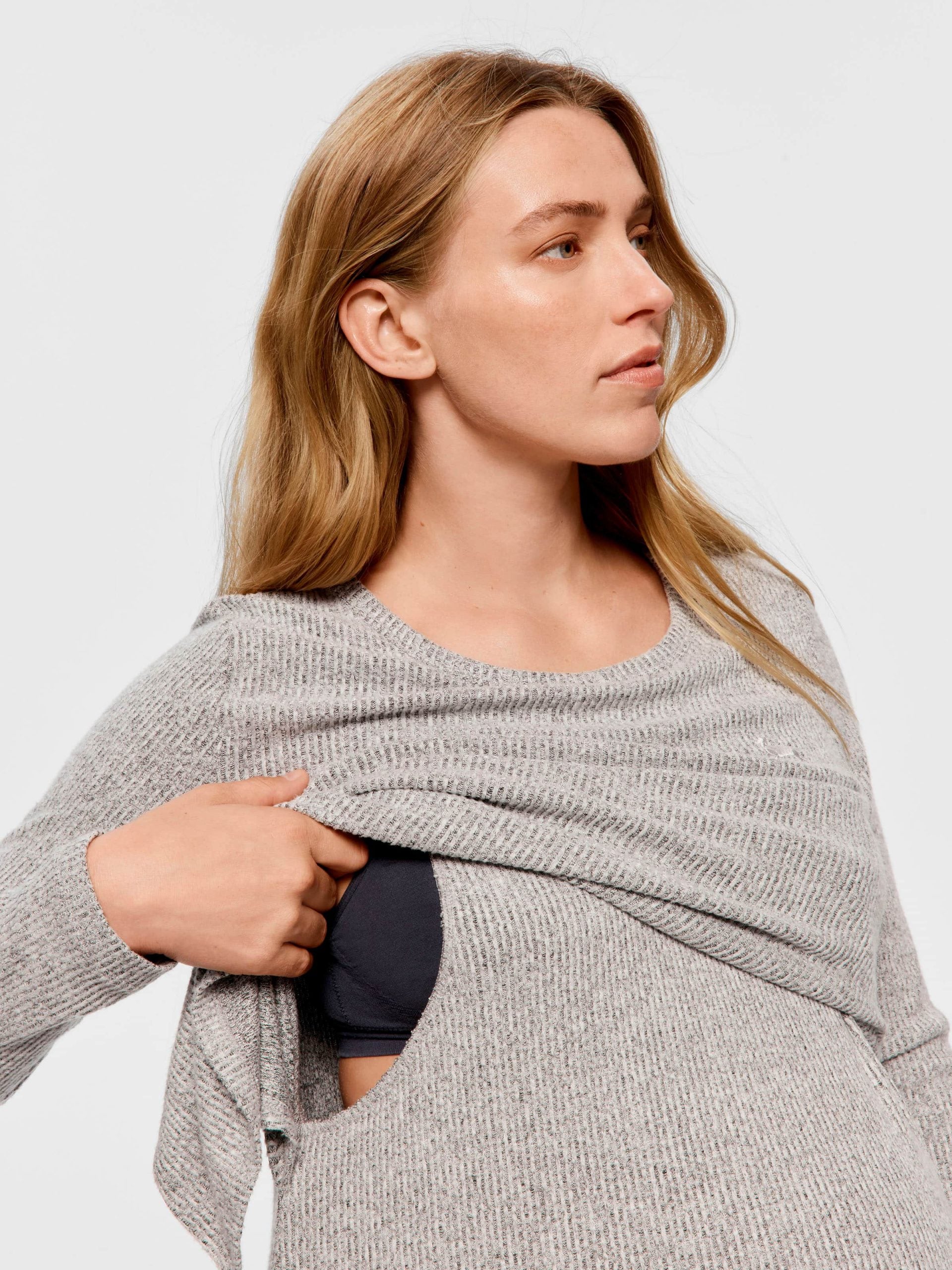 Maternity Grey Rib Long Sleeve Pj Set grey image 2