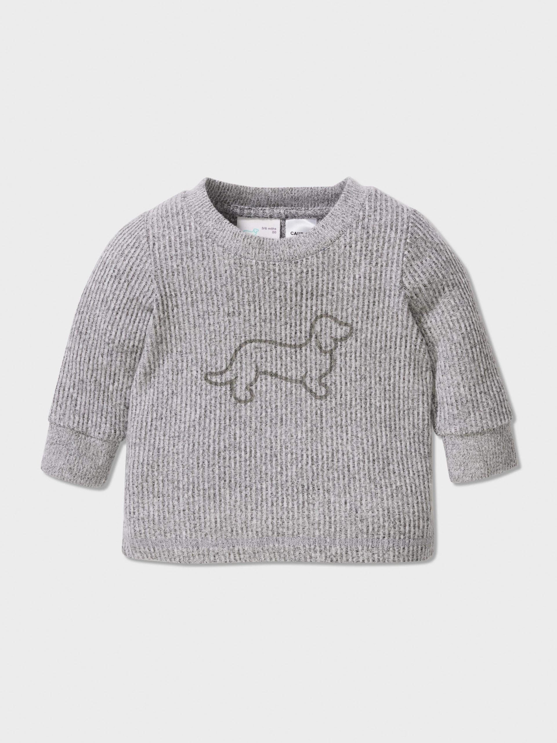 Baby Grey Rib Fuzzy Pj Set greymarle image 2