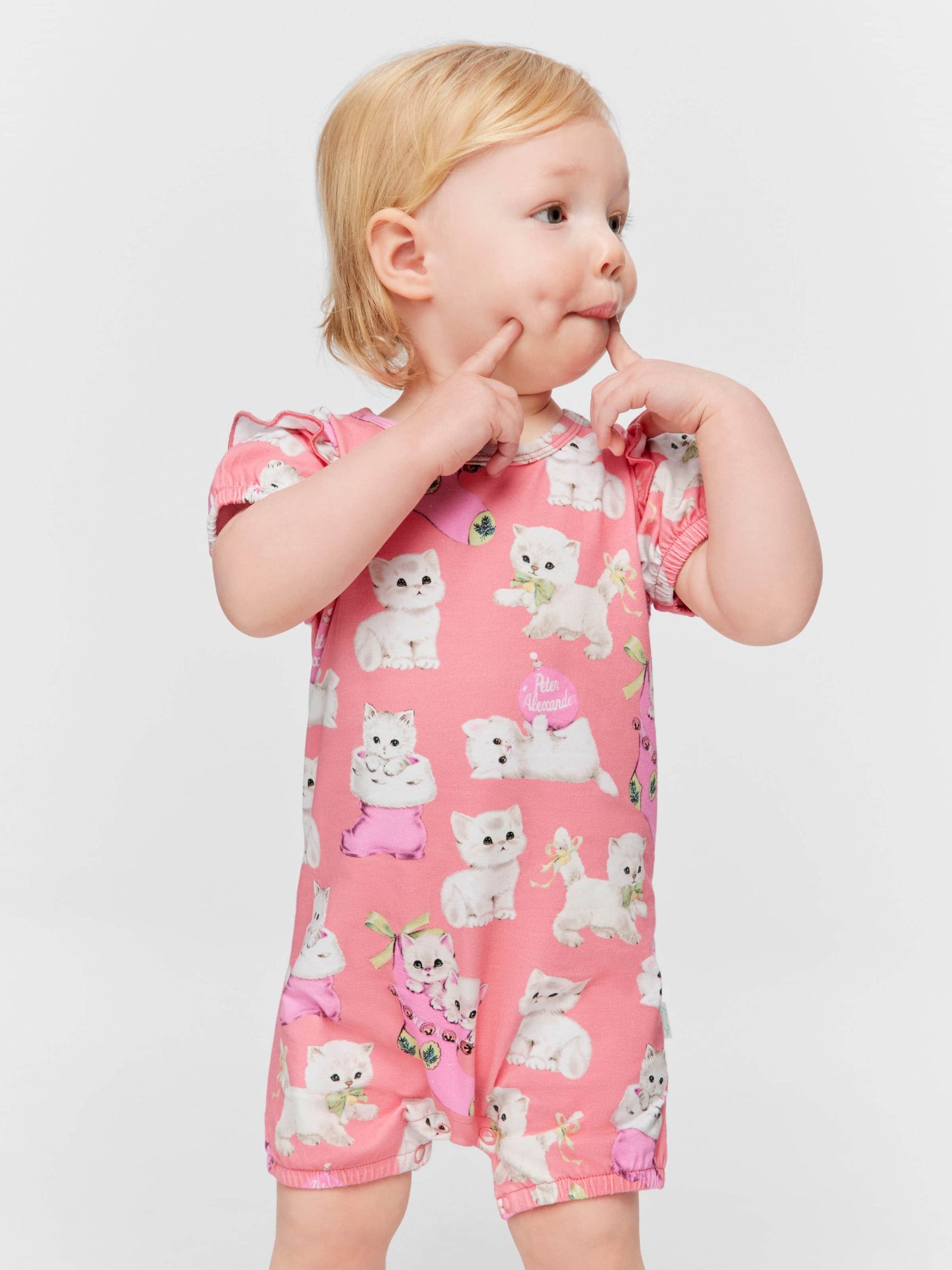 Baby Girl Kitten Romper multi image 1