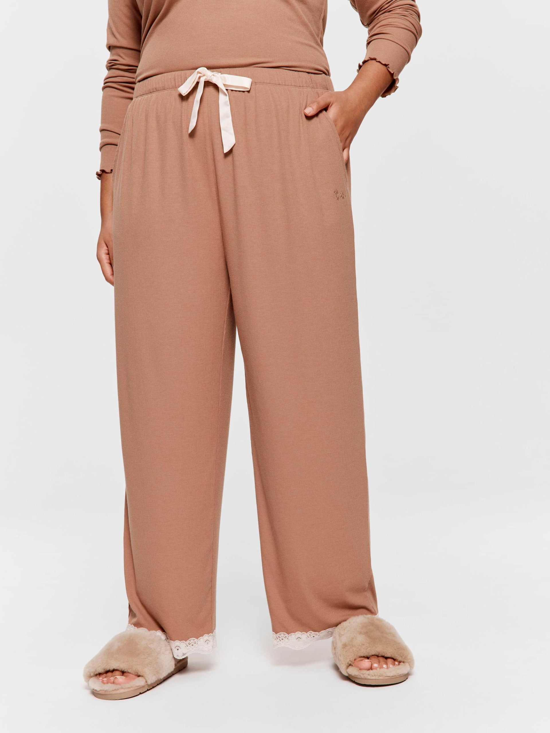 P.A. Plus Brown Bamboo Rib Straight Leg Pj Pant Brown image 1