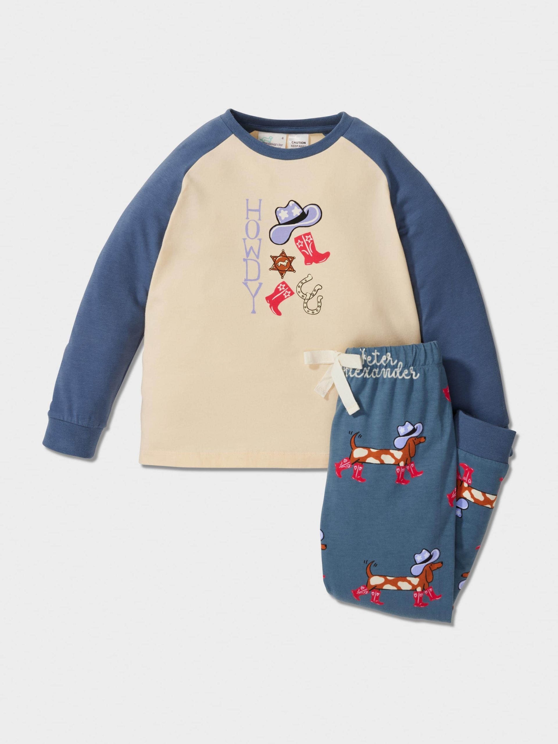 Jnr Boys Cowboy Penny Long Pj Set Blue image 2
