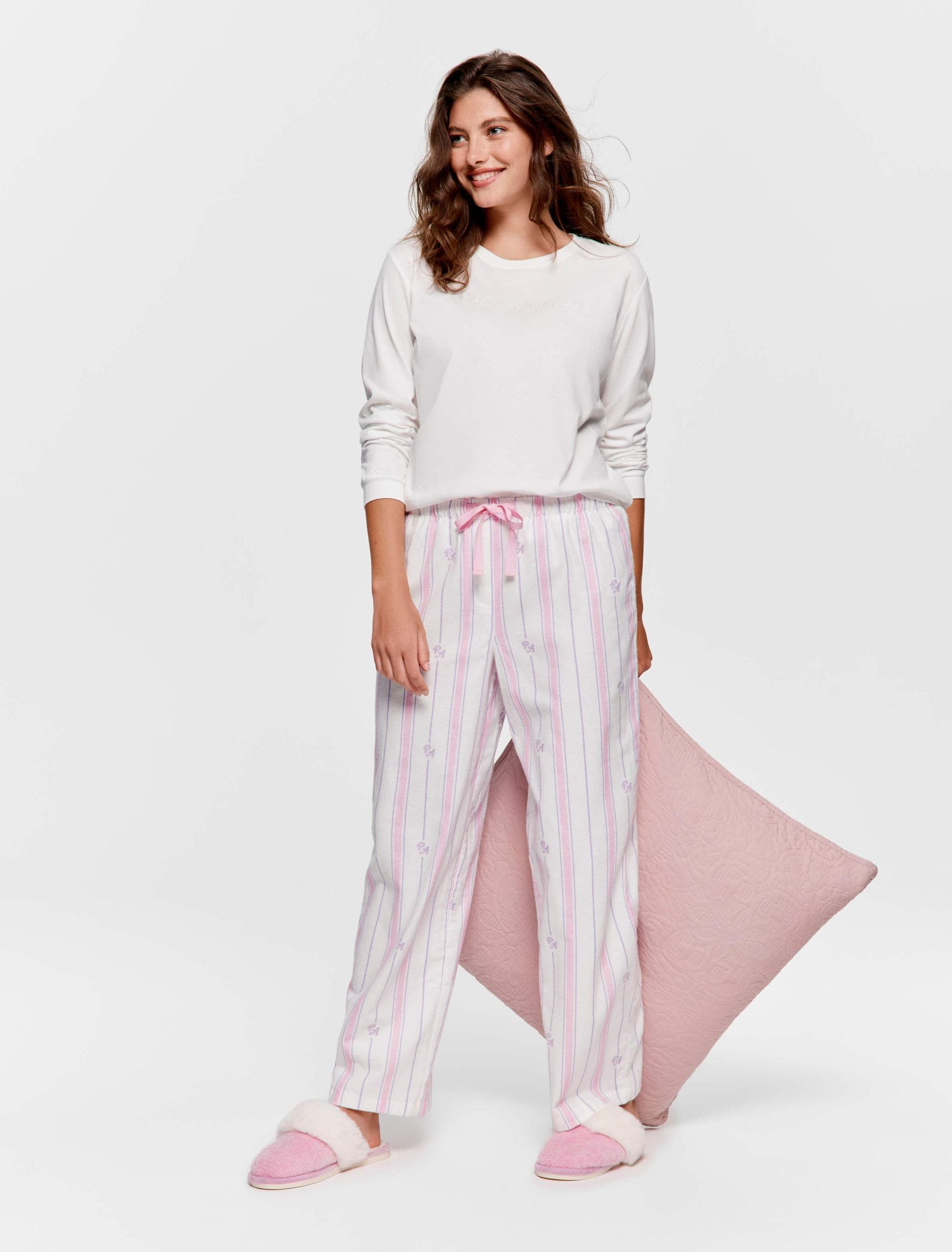 P.A. Pink & Lilac Stripe Classic Flannelette Pj Pant multi image 0
