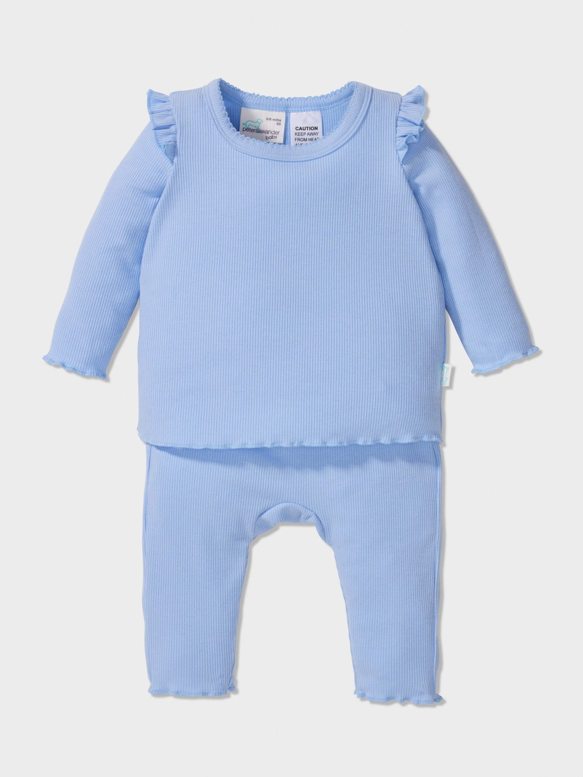 Baby Girl Rib Long Pj Set Blue image 2