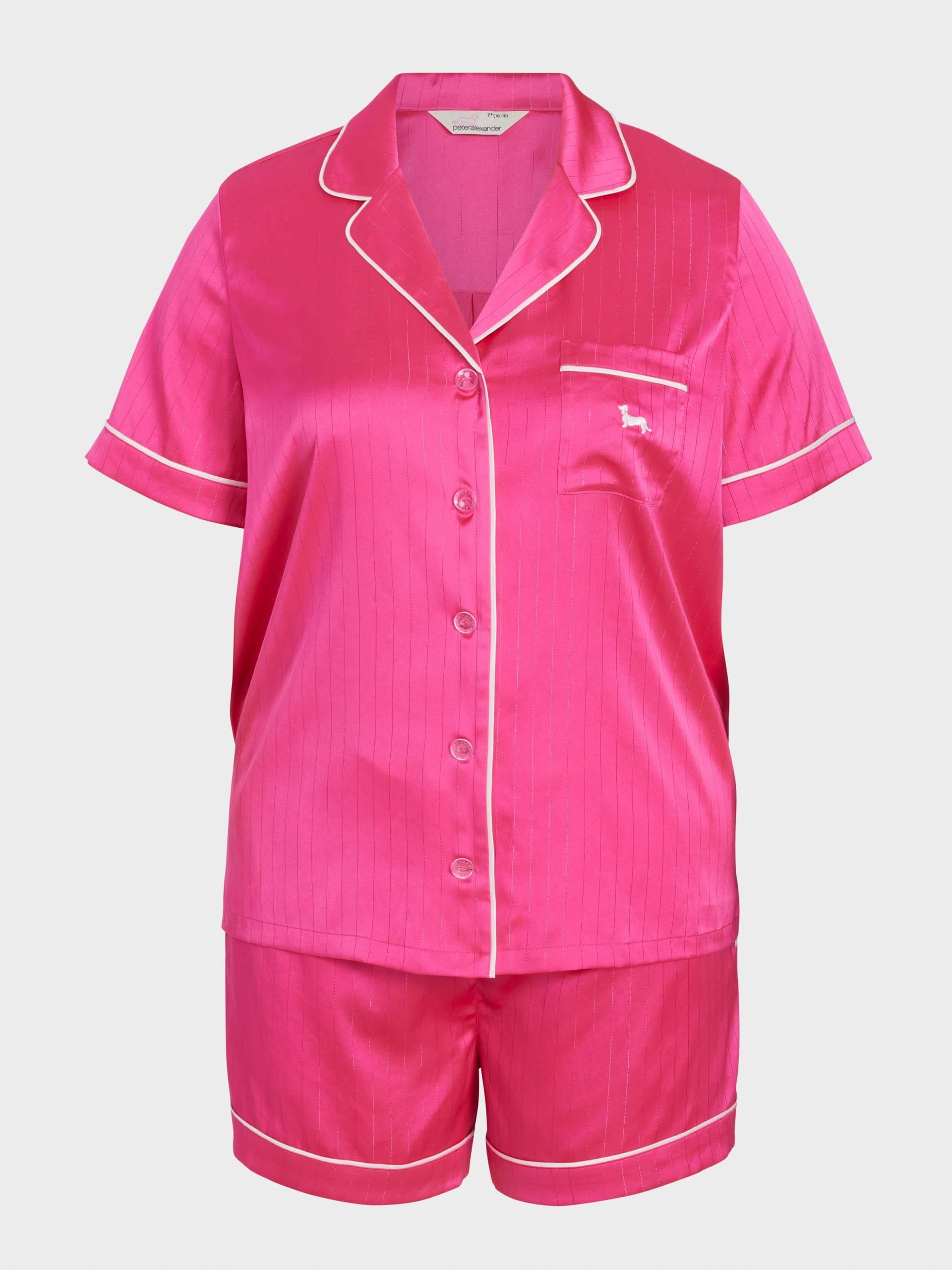 P.A. Plus Pink Lurex Chic Satin Shortie Pj Set Pink Lurex image 4