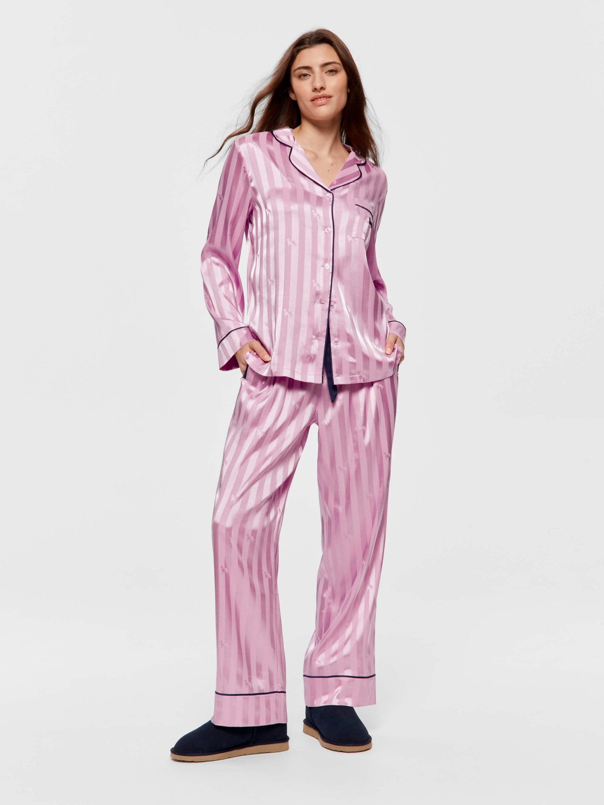 Lilac Penny Stripe Chic Satin Long Sleeve Pj Set lilac image 2