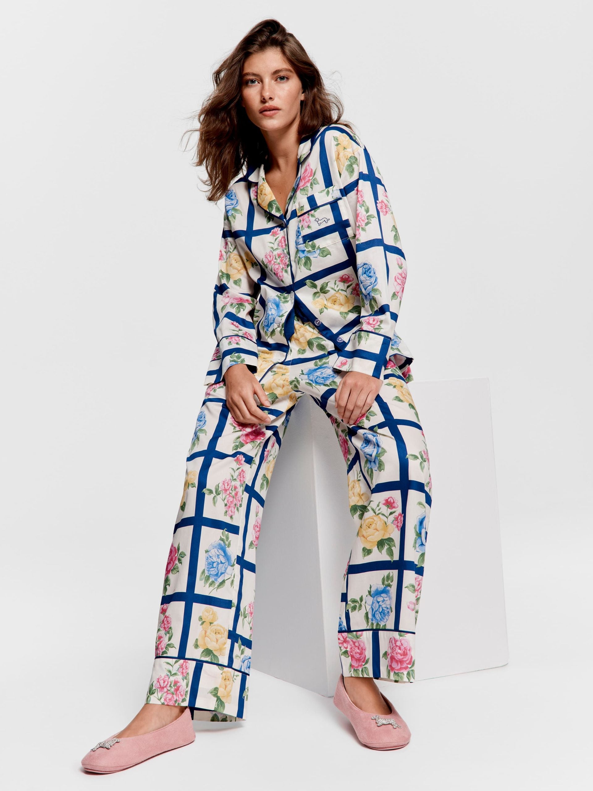 Botanical Tile Soft Cotton Long Pj Set multi image 0