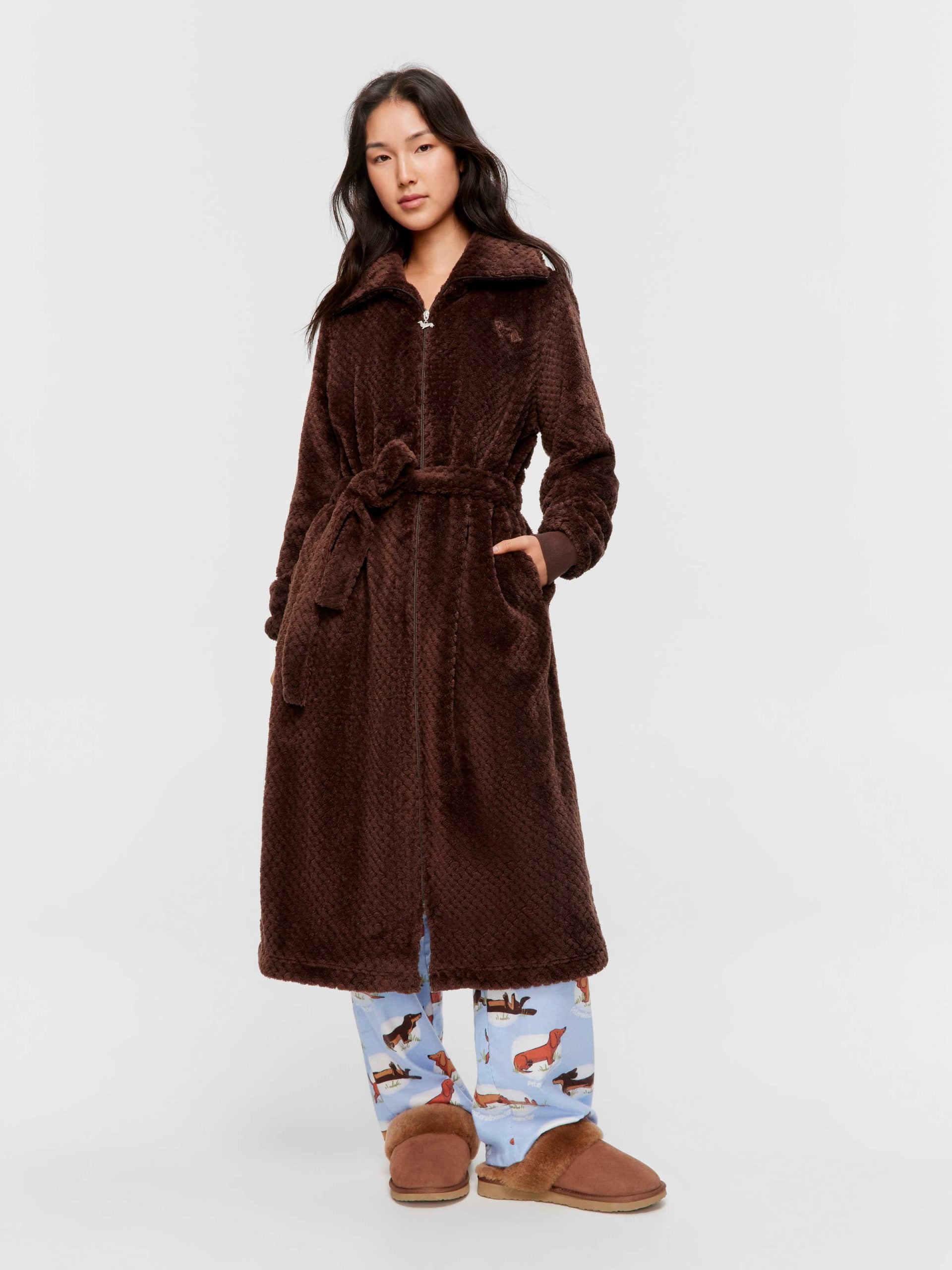 Chocolate Zip Front Fleece Gown chocolate image 0
