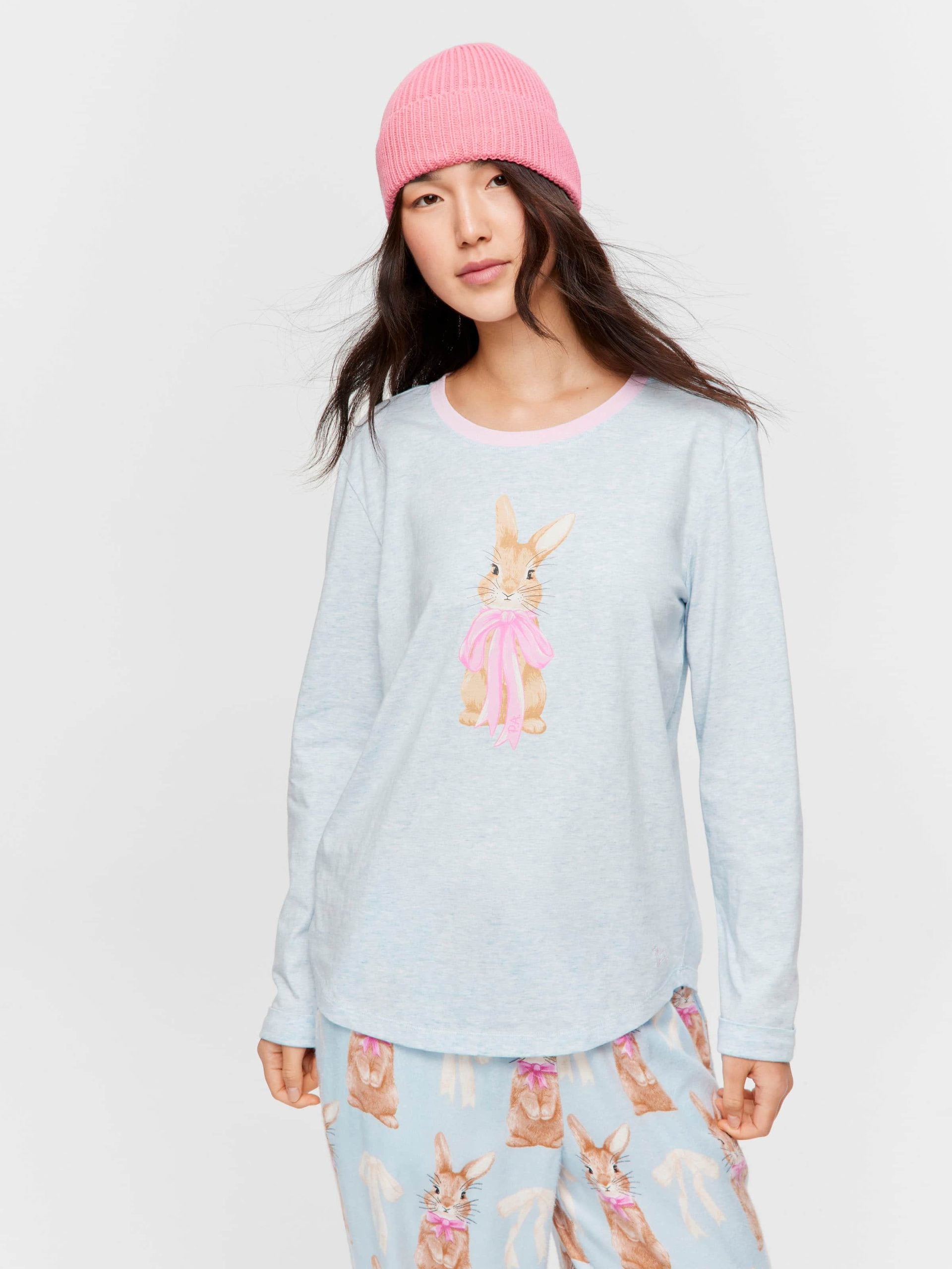 Bow Bunny Long Sleeve Top paleblue image 2